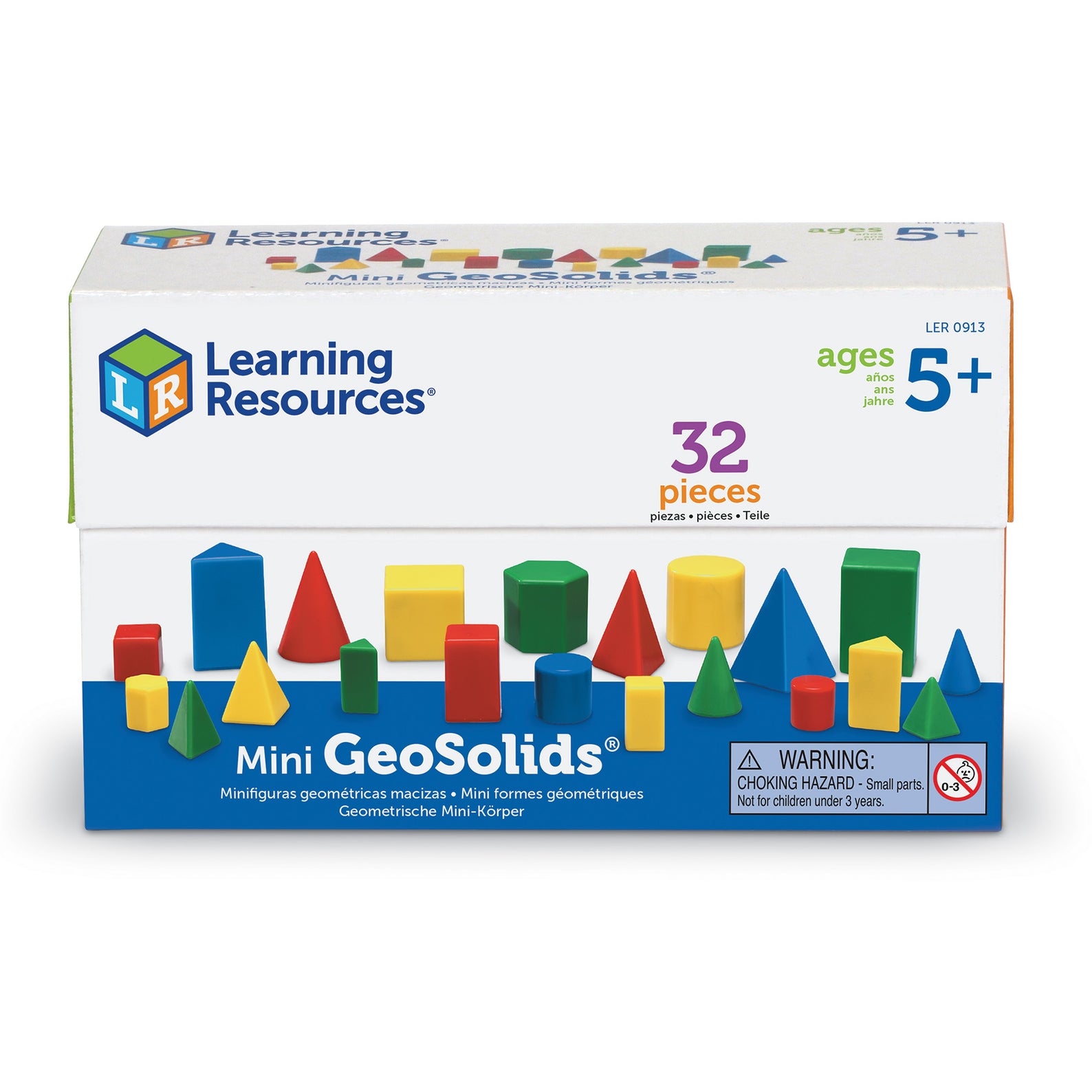 Learning Resources Mini GeoSolids, Set of 32, Ages 5+, Hands-On 3D Geometry Shapes for Early Math Skills - Quick Learning