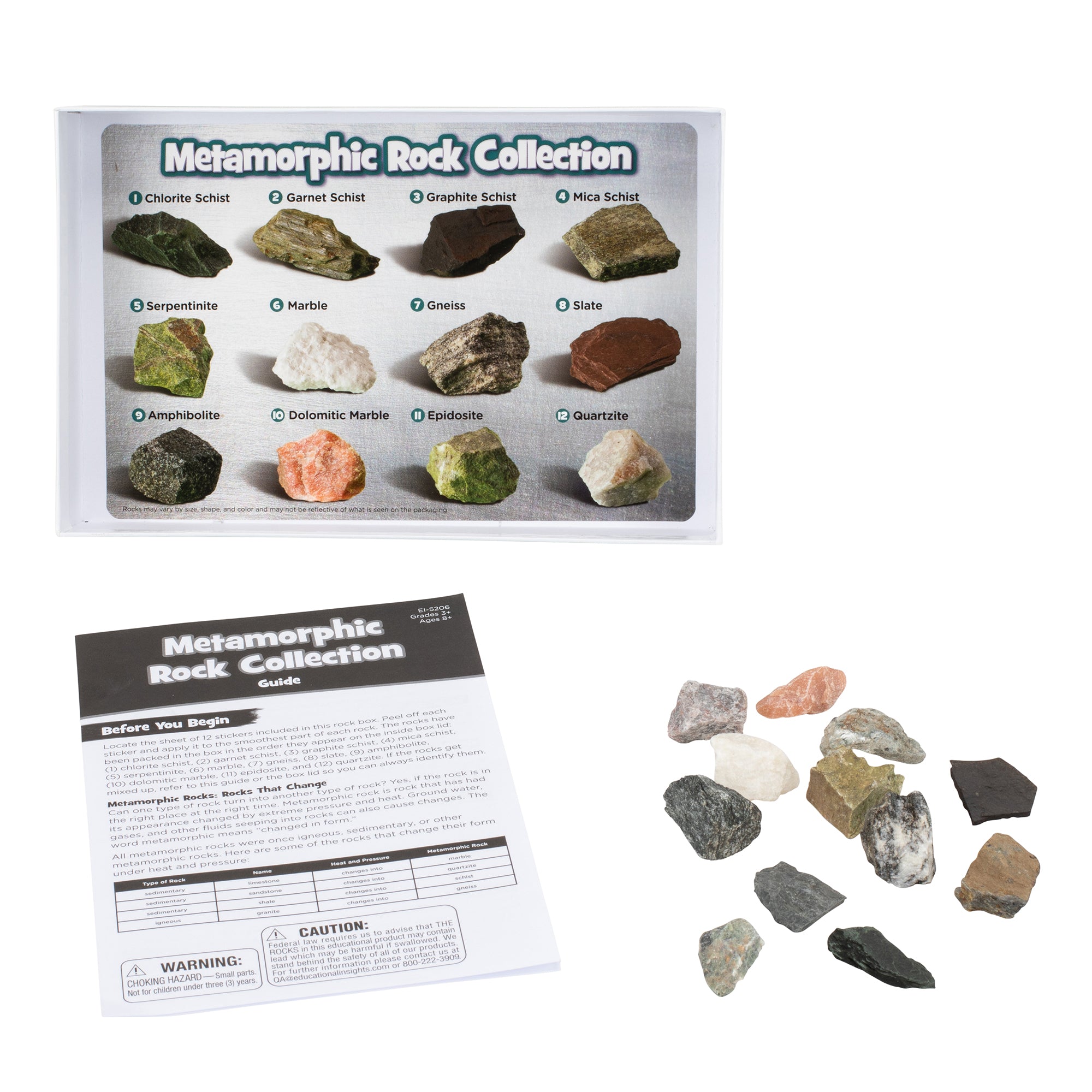 Learning Resources Complete Rock, Mineral & Fossil Collection, 57 Hand-Picked Specimens with Identification Chart & Activity Guide, Educational Geology Set for Kids Ages 8+