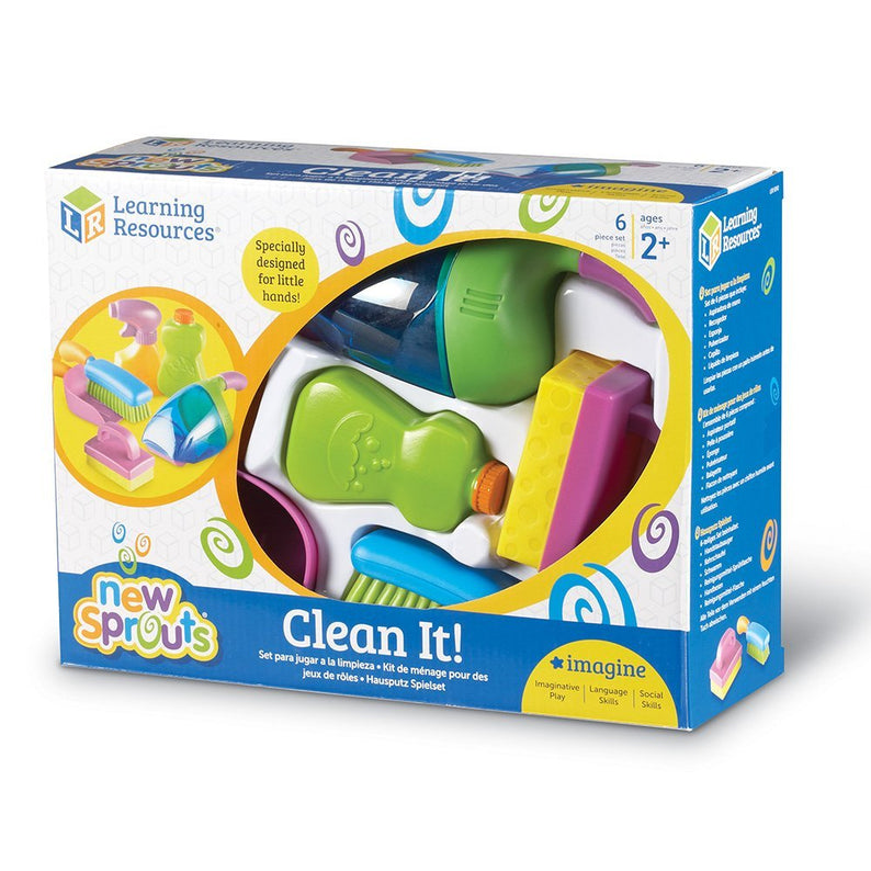 Learning Resources New Sprouts Clean It Pretend Play Cleaning Set for Toddlers Ages 2 Plus