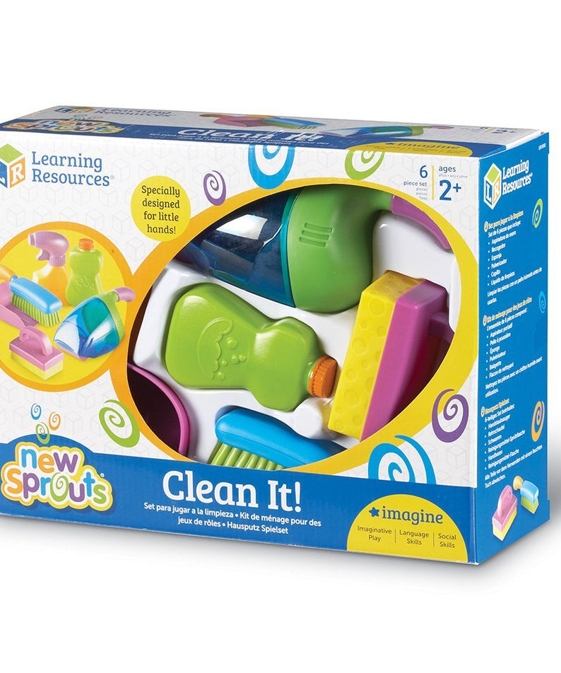 Learning Resources New Sprouts Clean It Pretend Play Cleaning Set for Toddlers Ages 2 Plus