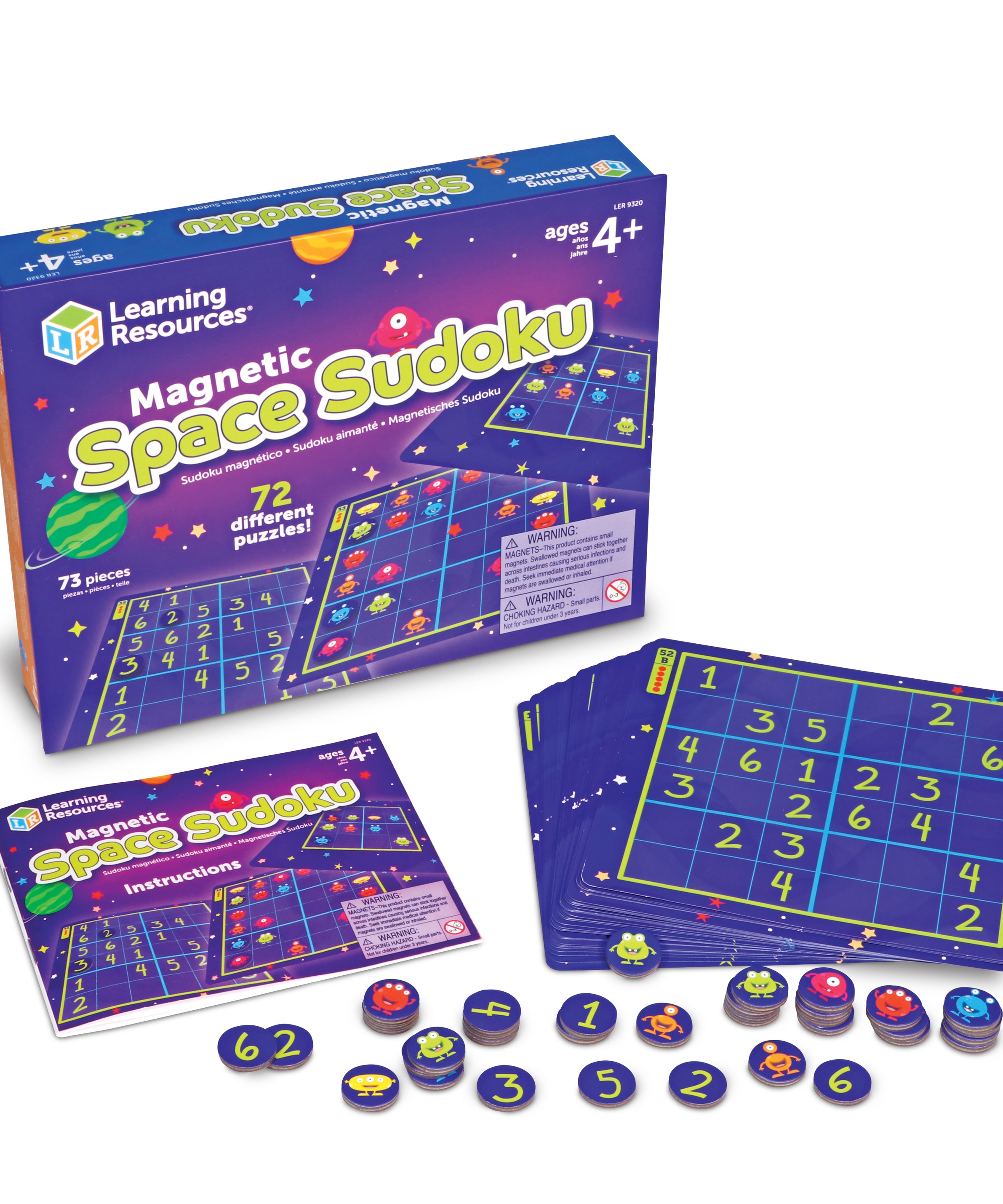 Learning Resources Magnetic Space Sudoku, 72 Puzzles, Magnetic Board and Pieces, Logic and Critical Thinking Game, Ages 4+, Travel-Friendly