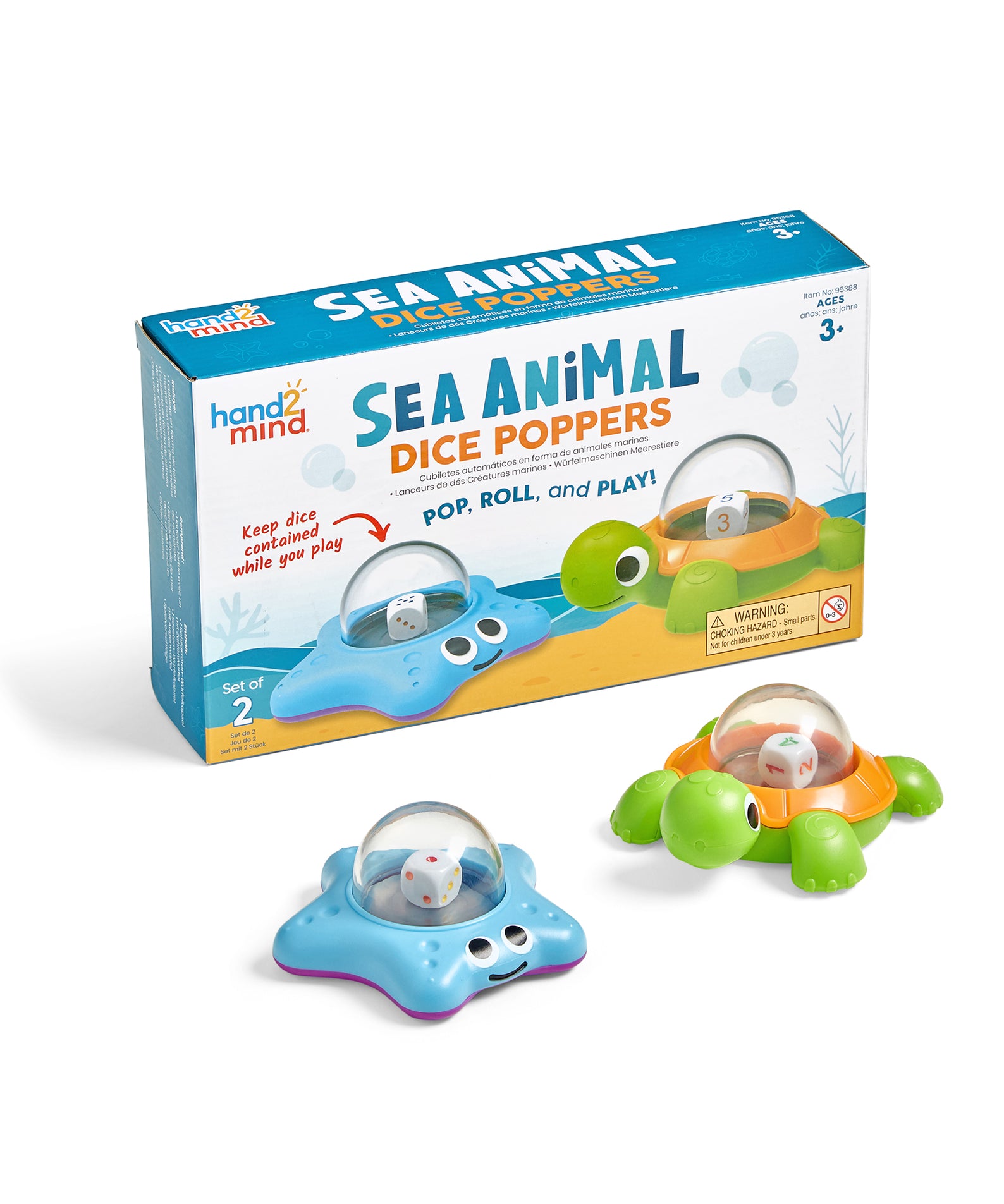 Learning Resources Sea Animal Dice Poppers, 2-Piece Set for Early Math and Counting Activities, Ages 3+
