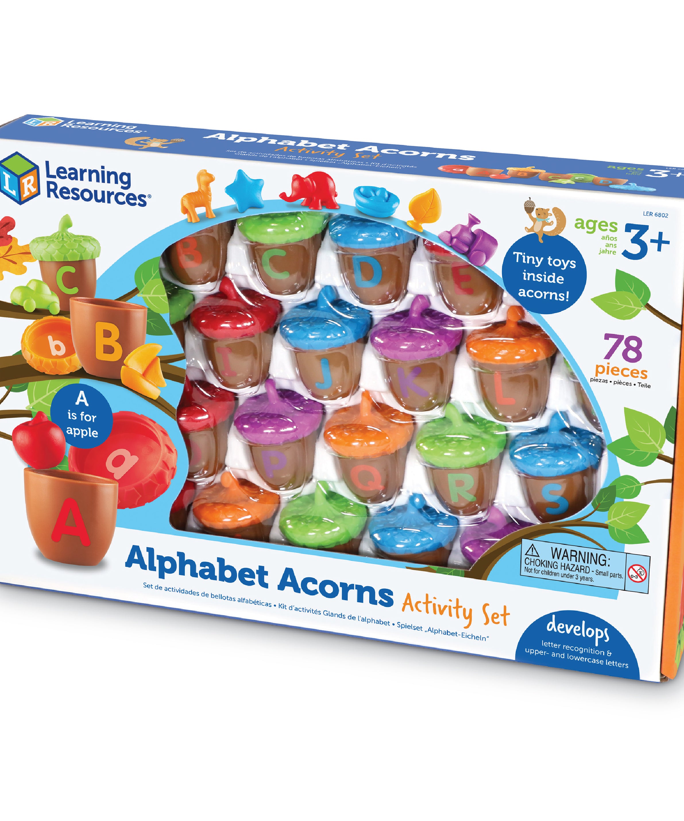 Learning Resources Alphabet Acorns Activity Set, Early Literacy and Phonics Toy for Kids Aged 3 and Up, 26 Two-Piece Acorns with Matching Counters, Preschool Letter Recognition Game