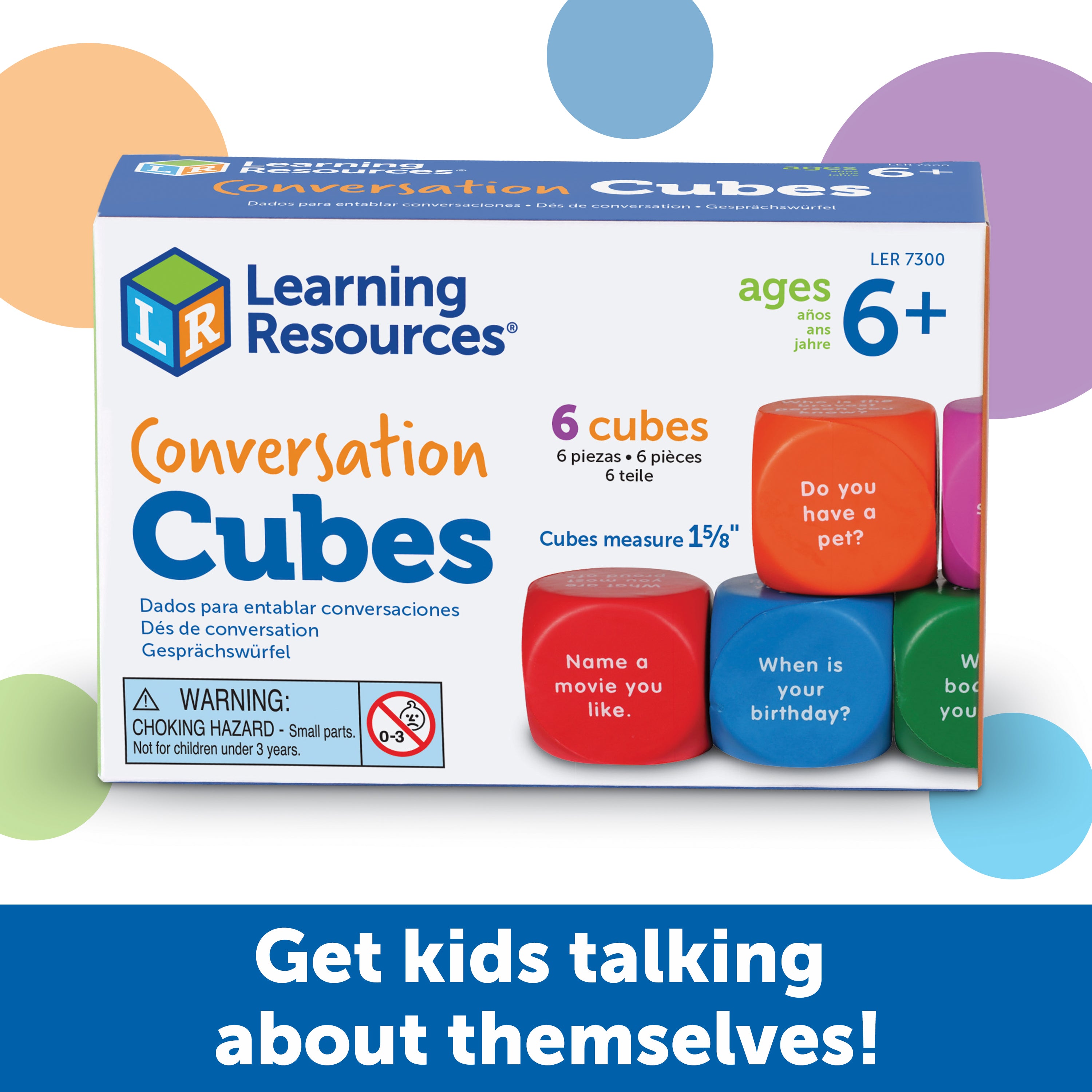 Learning Resources Conversation Cubes, Fun & Engaging Speaking and Listening Activity, Set of 6, Learning Resources