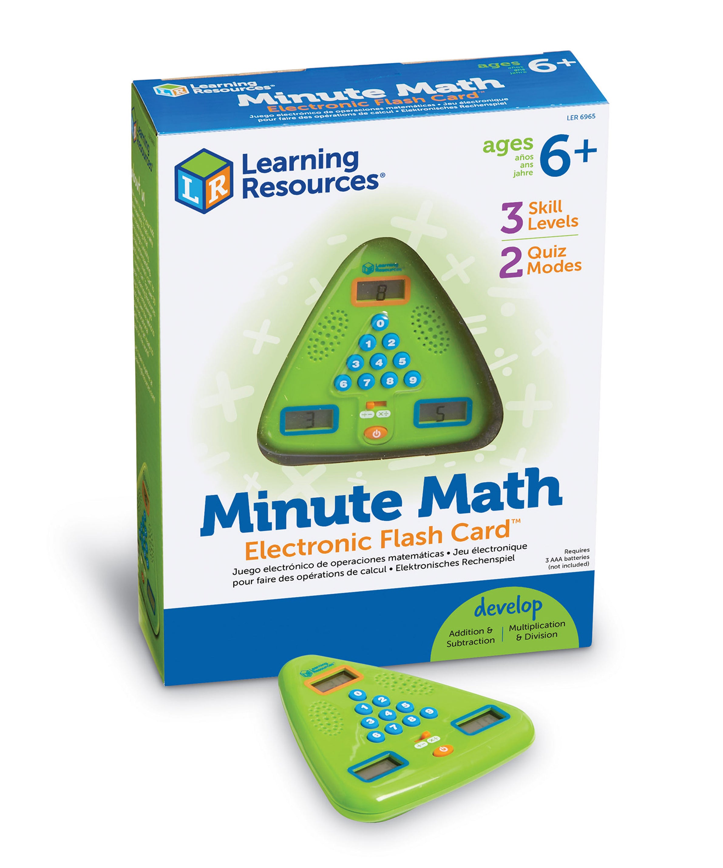 Learning Resources Handheld Minute Math Electronic Flash Card, Interactive Math Game for Kids, Ages 6+