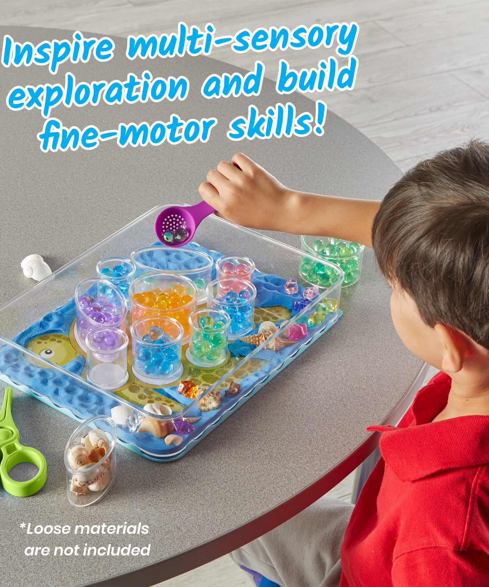 Learning Resources Create Your Play Sensory Tray, Open-Ended Sensory Play & Fine Motor Skill Development, Includes 3-Piece Tray, 14 Cups, 3 Tools & 8 Activity Cards, Easy to Clean, Ages 3+