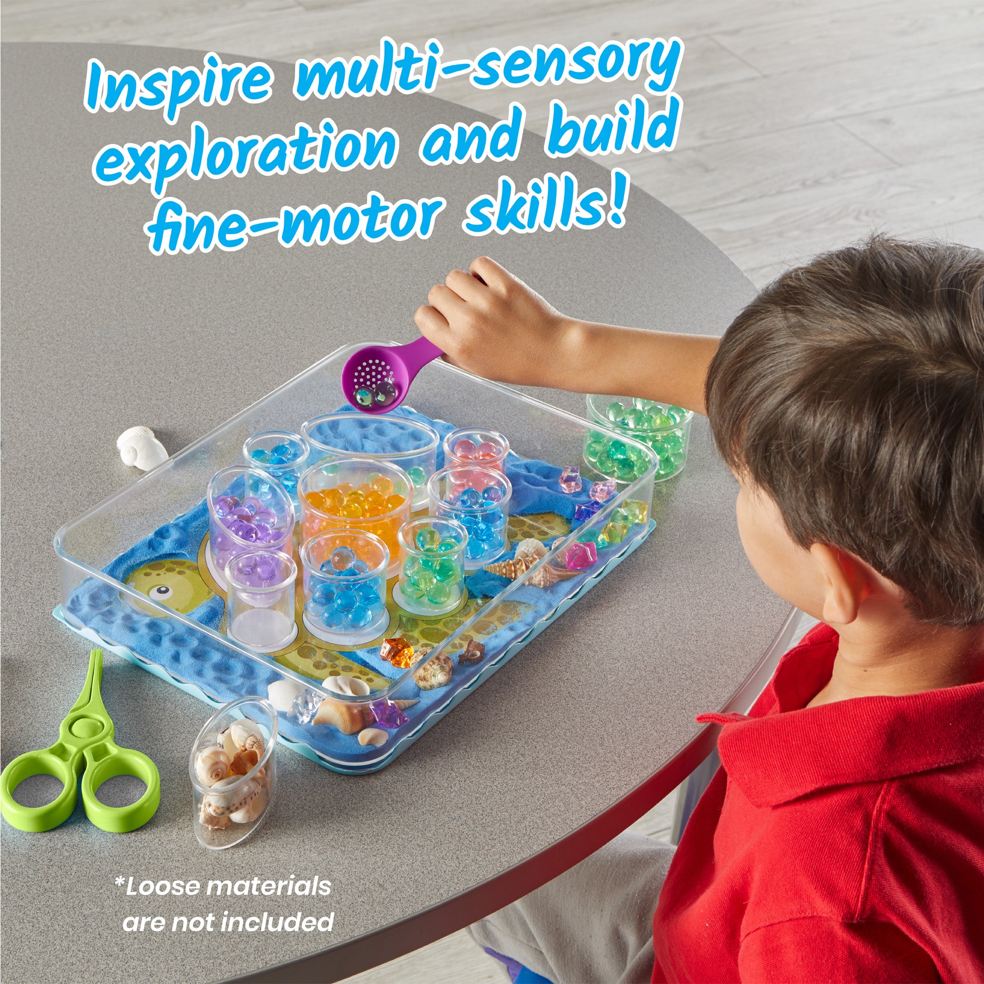 Learning Resources Create Your Play Sensory Tray, Open-Ended Sensory Play & Fine Motor Skill Development, Includes 3-Piece Tray, 14 Cups, 3 Tools & 8 Activity Cards, Easy to Clean, Ages 3+