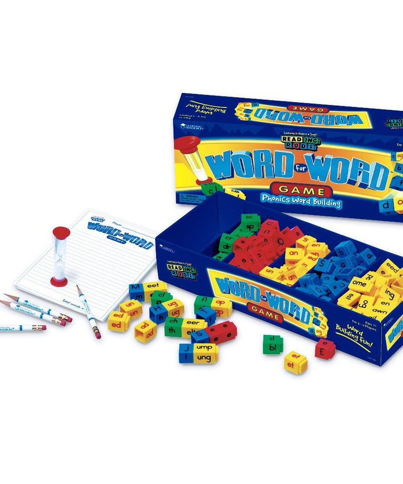 Learning Resources Word for Word Phonics Game, Fast-Paced Spelling Game for 2-4 Players, Includes Word Families, Letter Endings, and Blends