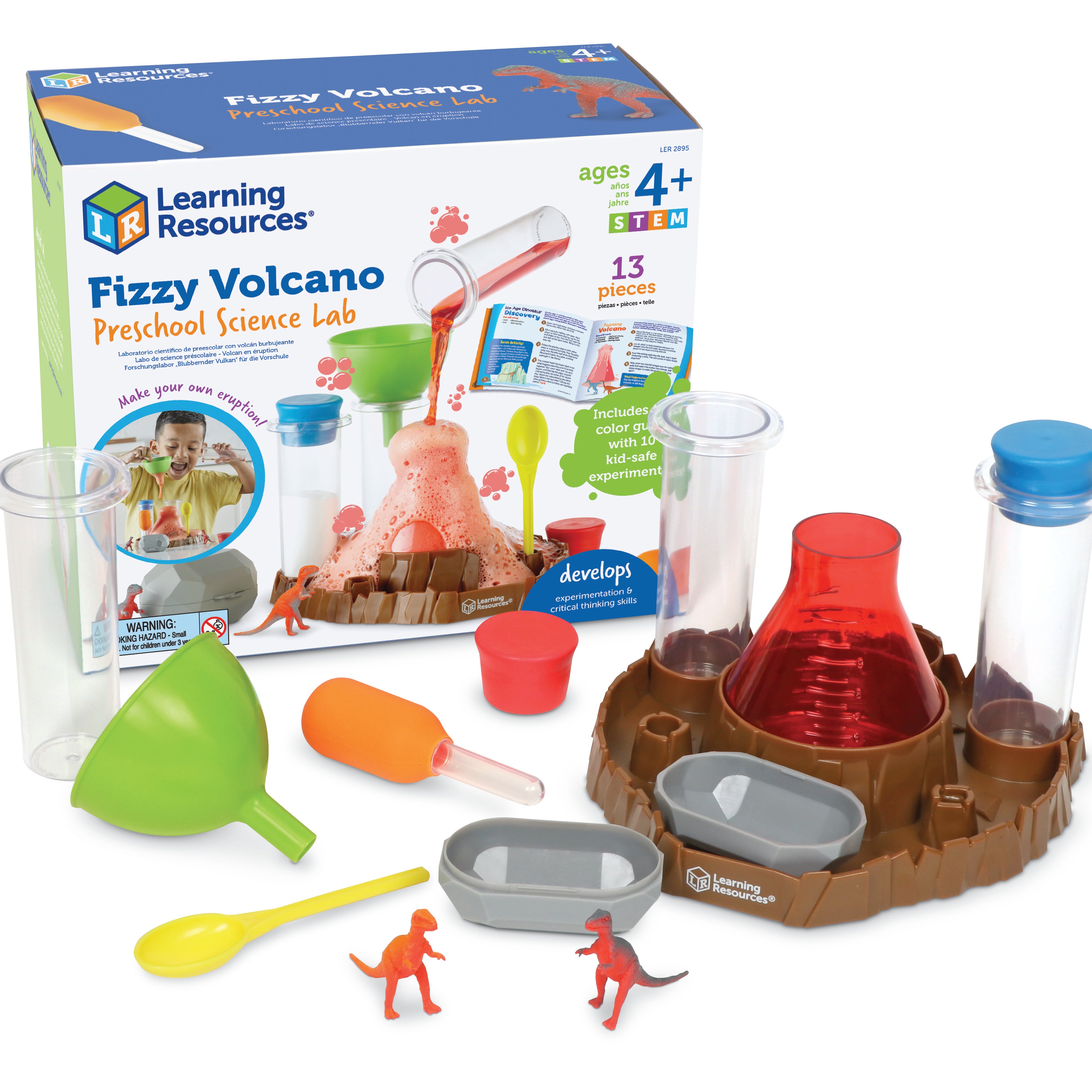 Learning Resources Fizzy Volcano Preschool Science Lab Set Ages 4+, Fizzy Foamy Reactions Chemistry Experiments for Kids, STEM Toys for Kids, 13 Pieces
