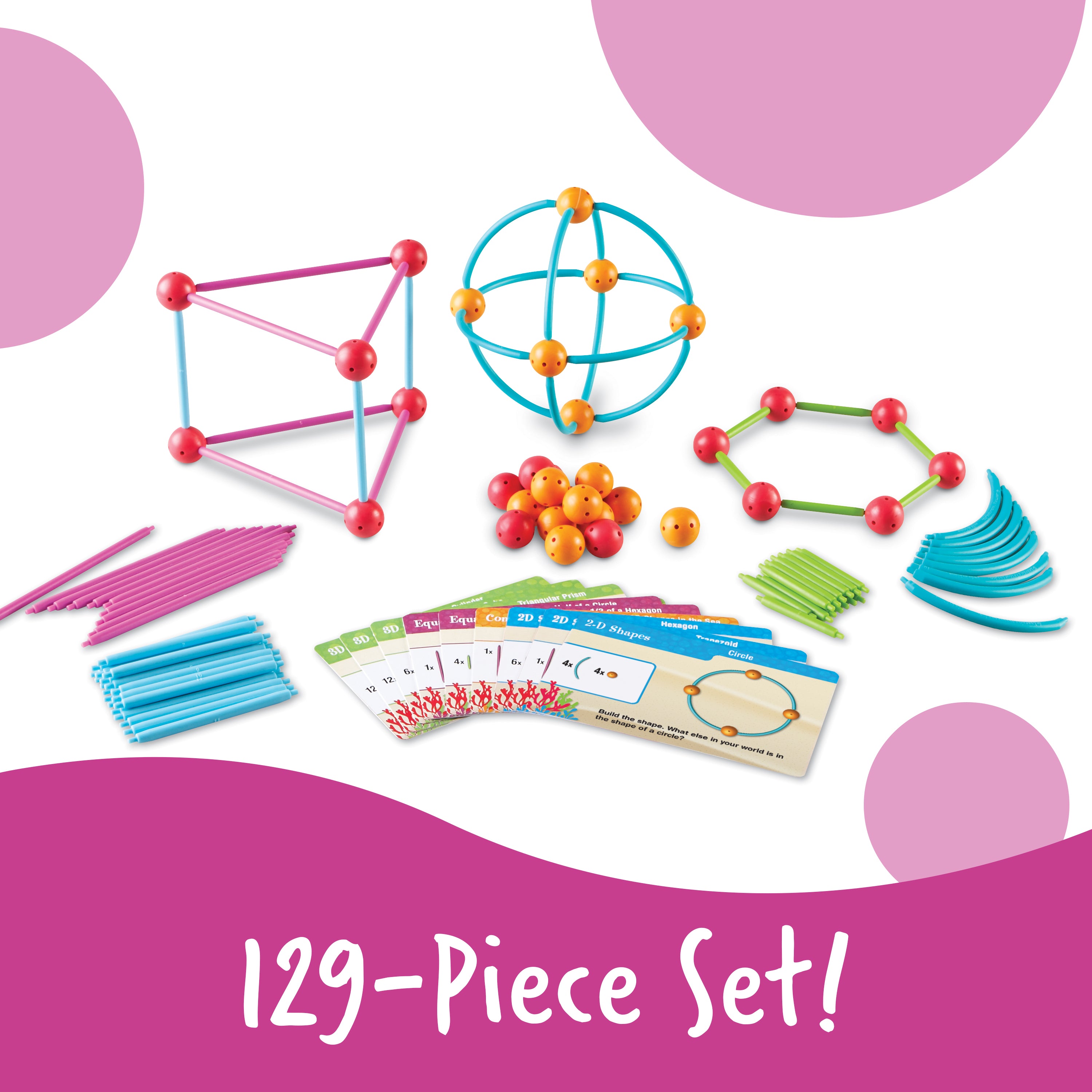 Learning Resources Dive Into Shapes Sea and Build Geometry Set, 2D and 3D Shape Building Kit with Activity Cards, Ages 6 Plus