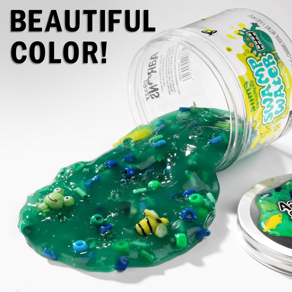 Crazy Aaron’s Slime Charmers - Swamp Water, Raspberry Scented Slime with Charms, Non-Toxic, Super Stretchy & Squishy Fidget Toy Suitable for Boys and Girls Aged 3Y+