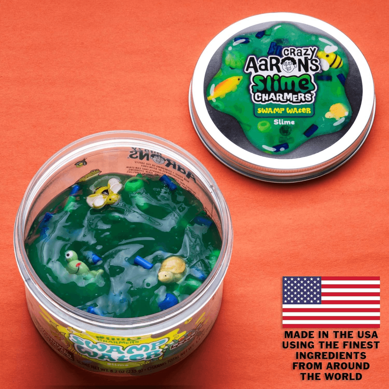 Crazy Aaron’s Slime Charmers - Swamp Water, Raspberry Scented Slime with Charms, Non-Toxic, Super Stretchy & Squishy Fidget Toy Suitable for Boys and Girls Aged 3Y+