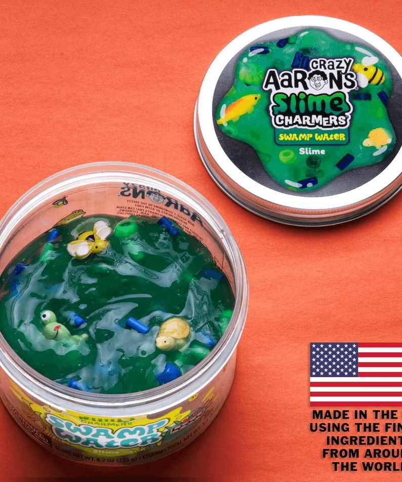 Crazy Aaron’s Slime Charmers - Swamp Water, Raspberry Scented Slime with Charms, Non-Toxic, Super Stretchy & Squishy Fidget Toy Suitable for Boys and Girls Aged 3Y+