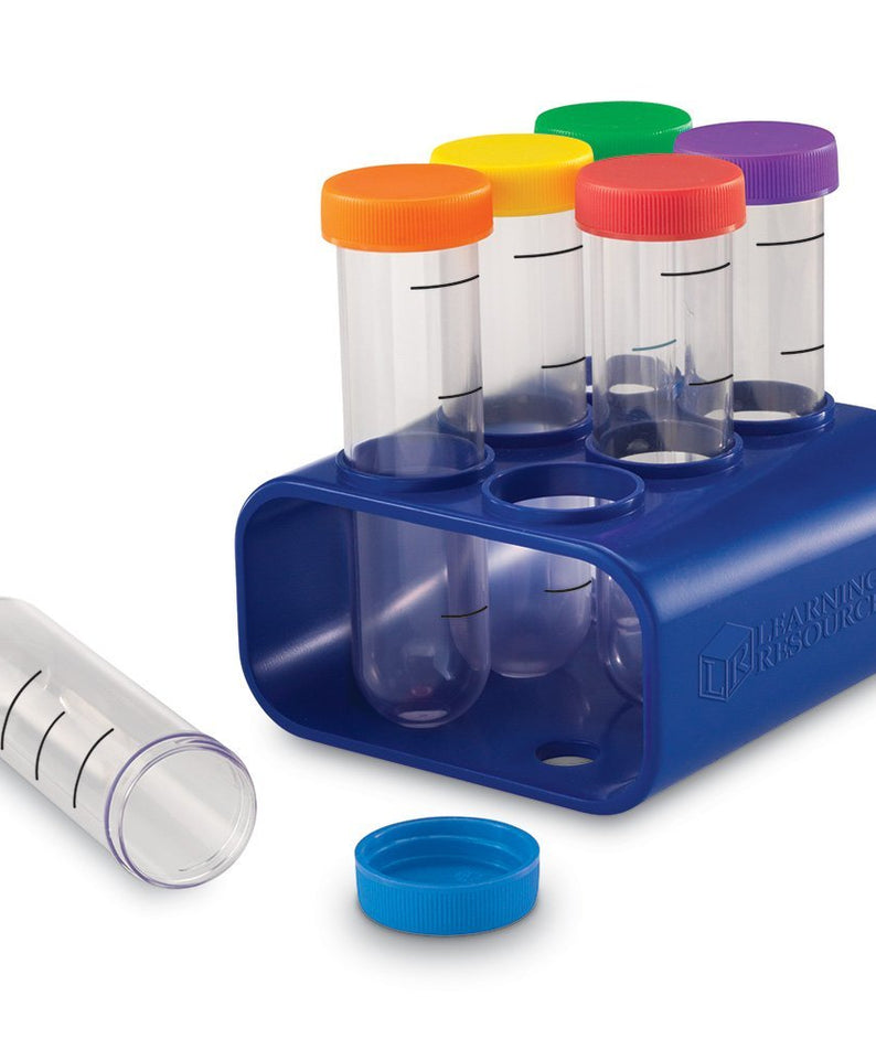 Learning Resources Primary Science Jumbo Test Tubes with Stand, Ideal for Early Science Experiments, Set of 6 with Calibration Marks, Ages 3+
