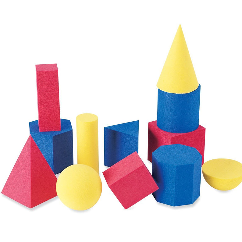 Learning Resources Hands-On Soft Geosolids, Soft Foam 3D Shapes, Set of 12, Ages 5+, Geometry Practice for Kids