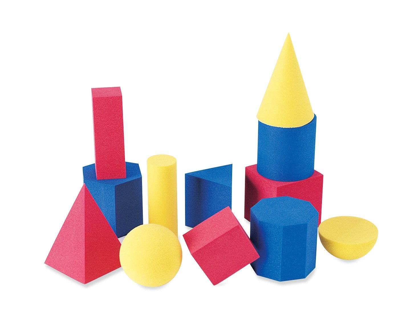 Learning Resources Hands-On Soft Geosolids, Soft Foam 3D Shapes, Set of 12, Ages 5+, Geometry Practice for Kids