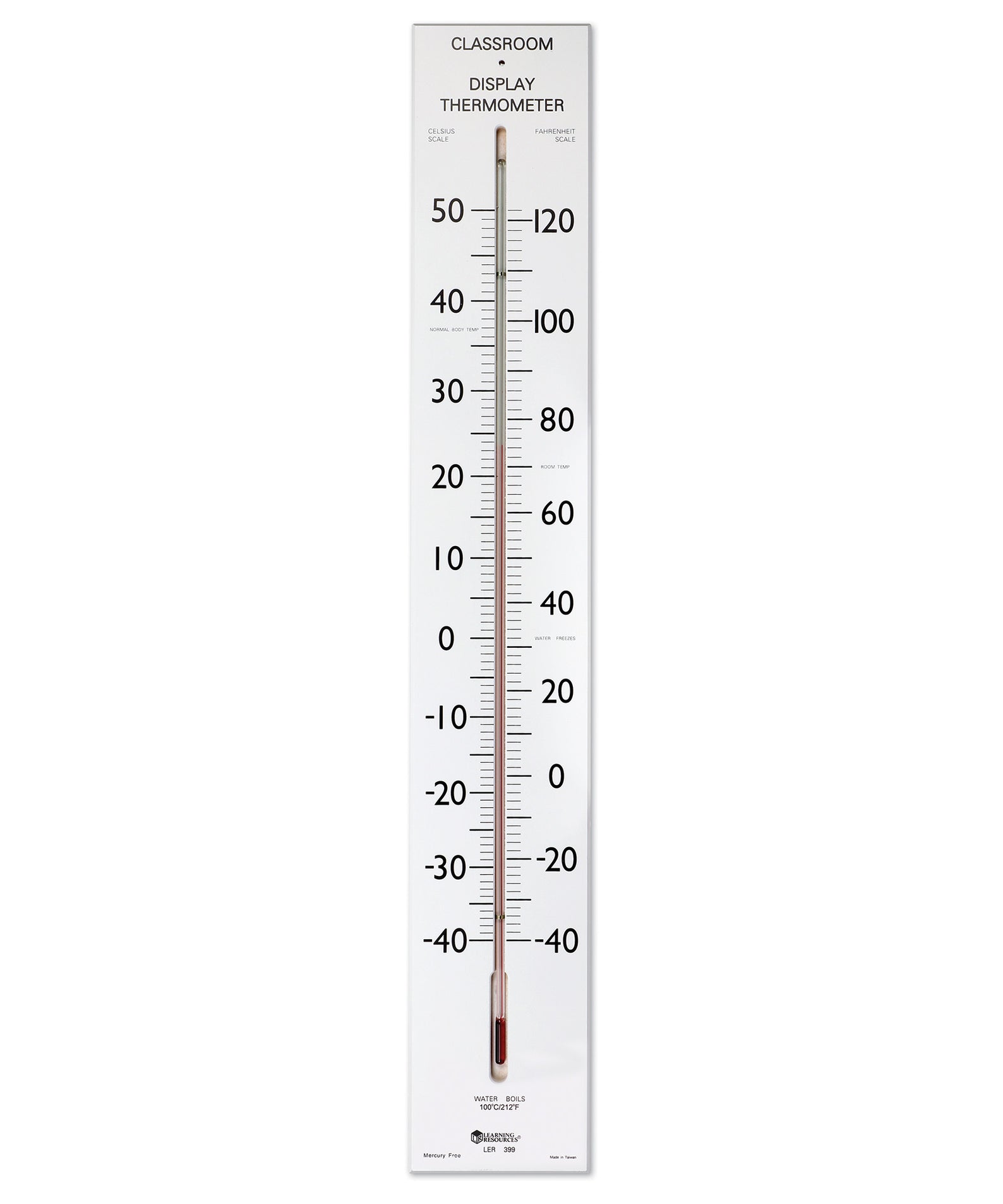 Learning Resources Giant Classroom Thermometer, 76cm Wall-Mountable Indoor/Outdoor Thermometer with Celsius & Fahrenheit Scales, Durable, Break-Resistant Design, For Kids Ages 6+