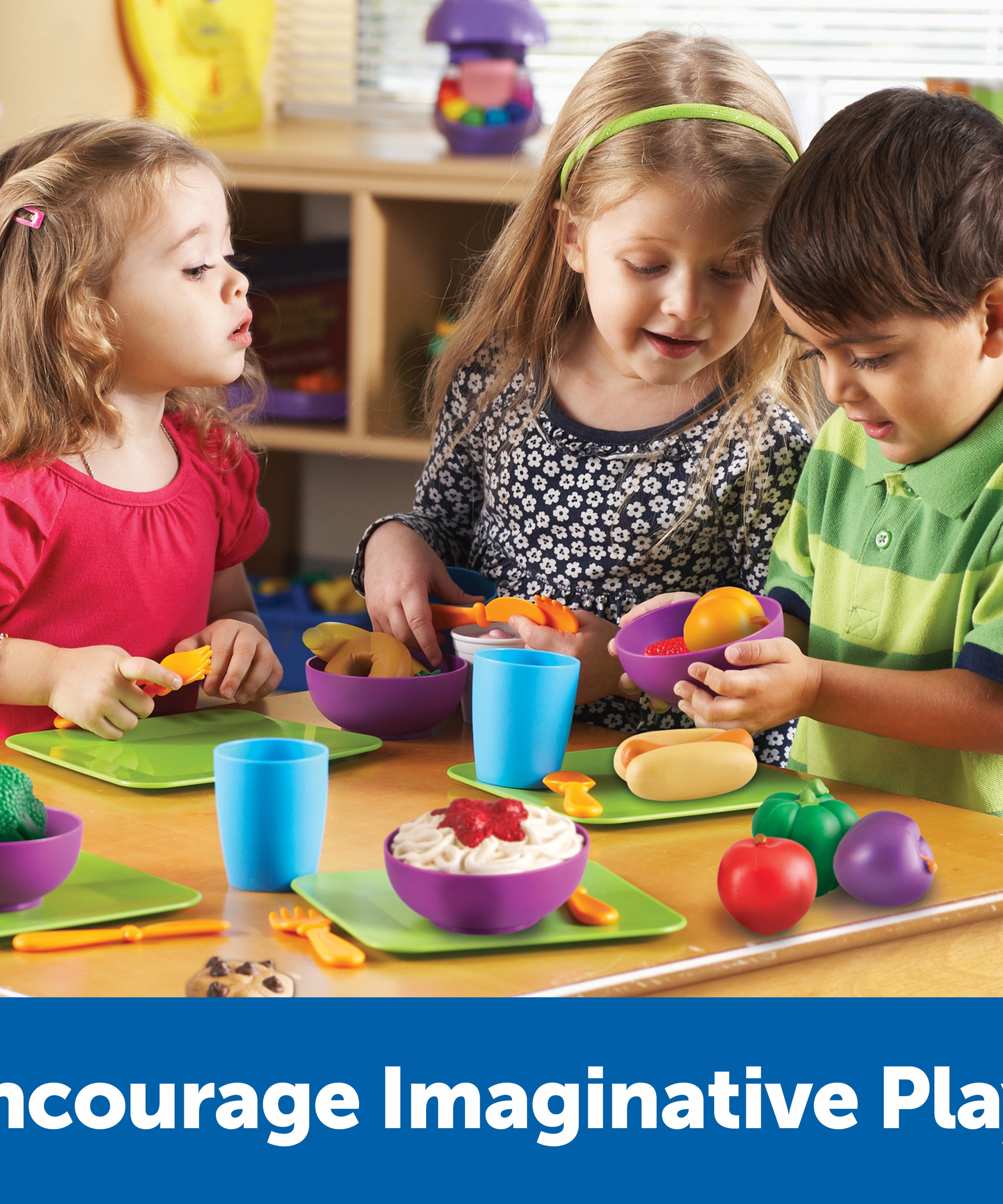 Learning Resources New Sprouts Classroom Play Food Set, 100-Piece Pretend Play Food, Soft & Chunky Plastic, Imaginative Role Play Toy, Develops Early Language & Social Skills, Ages 2+