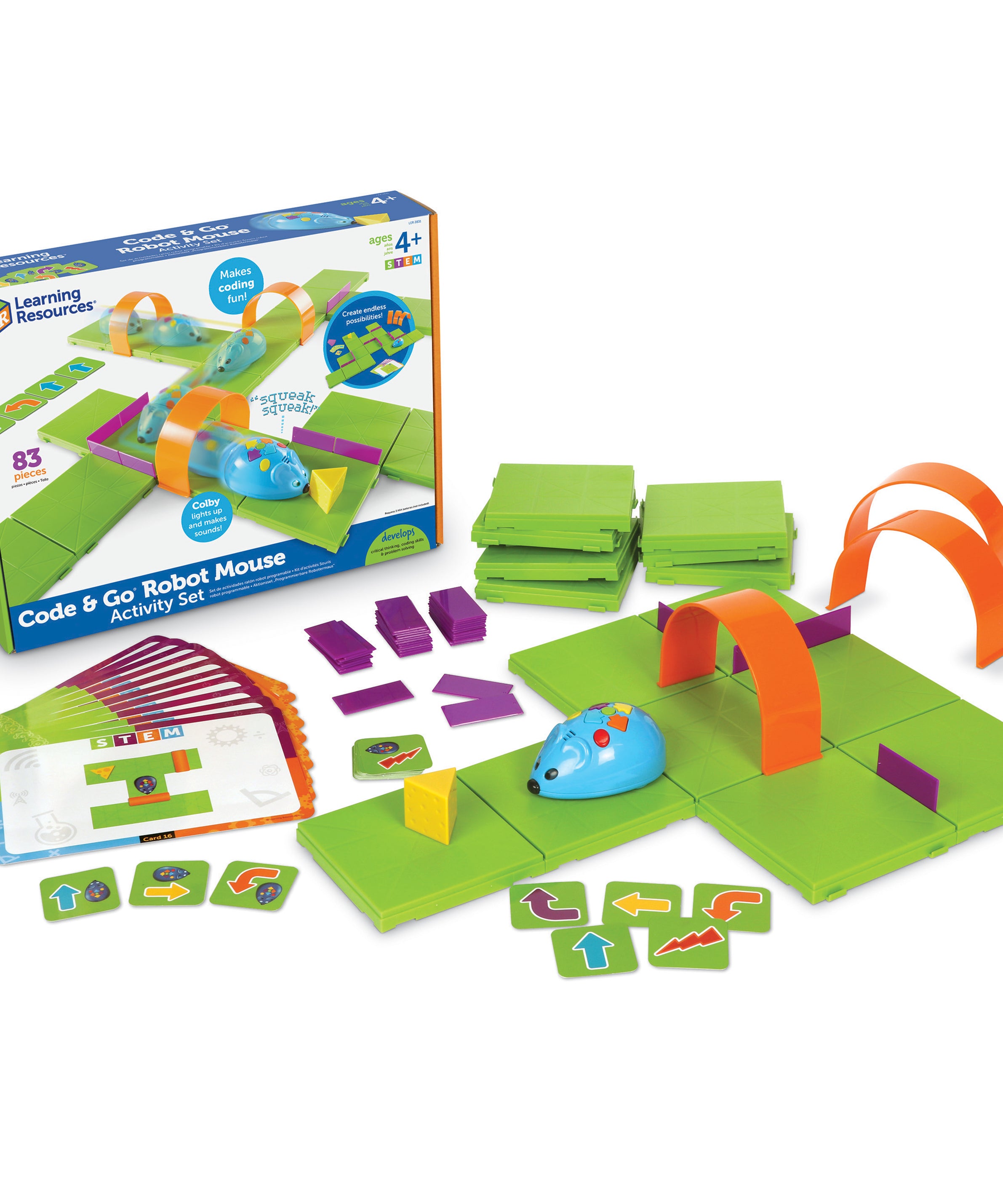 Learning Resources Code & Go Robot Mouse Activity Set, Early STEM Learning with Coding, Maze Exploration, and Fun Programming Challenges
