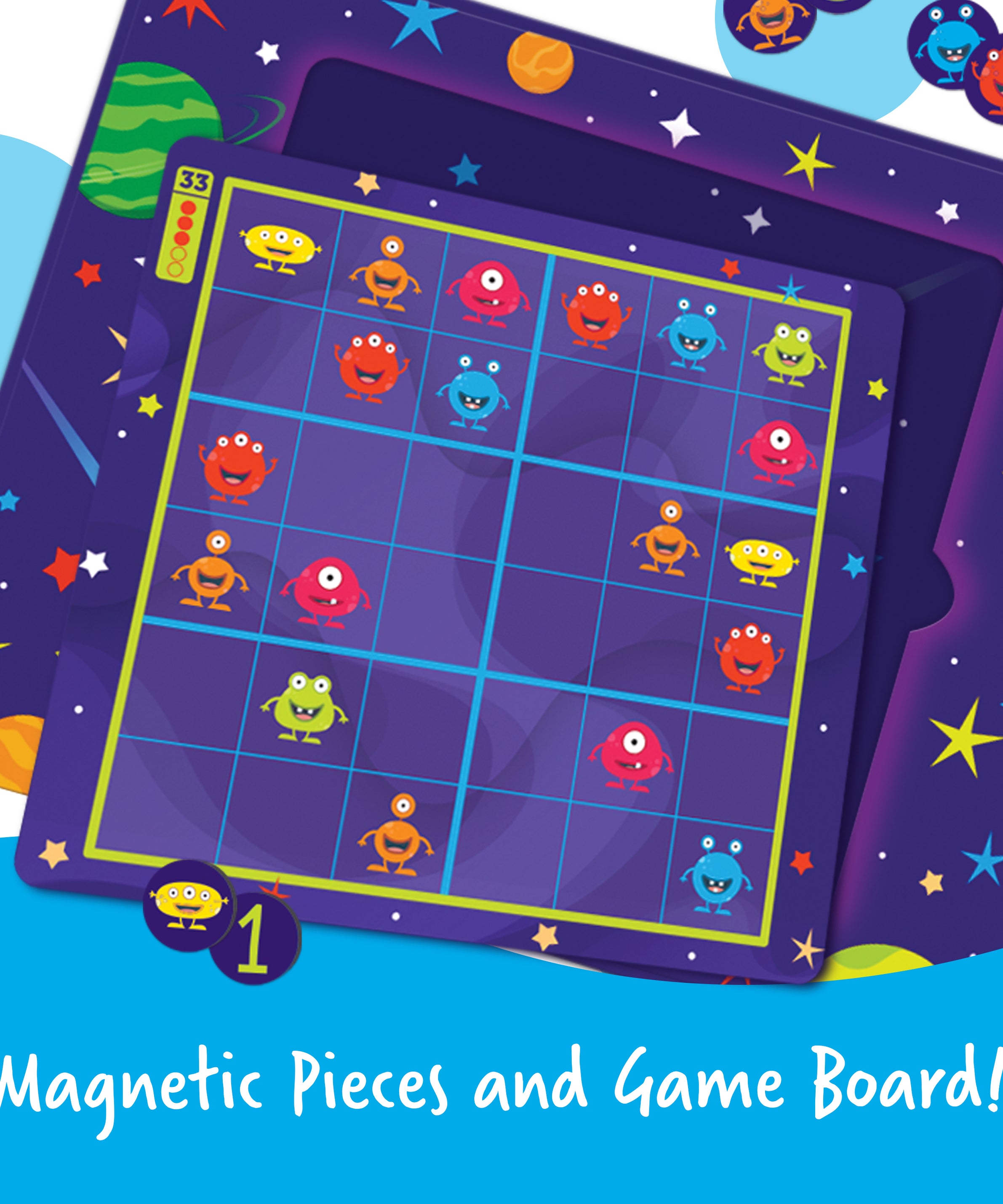 Learning Resources Magnetic Space Sudoku, 72 Puzzles, Magnetic Board and Pieces, Logic and Critical Thinking Game, Ages 4+, Travel-Friendly