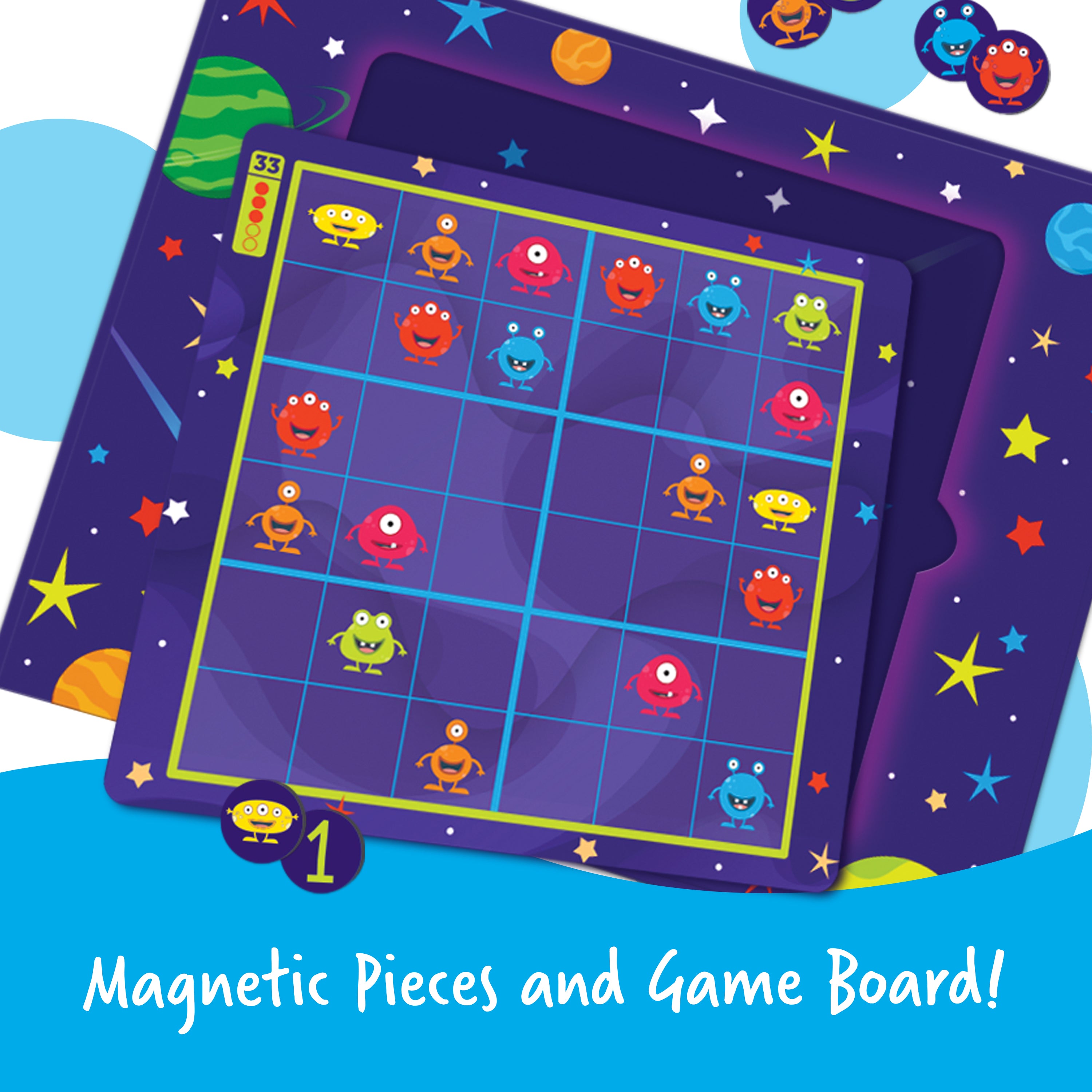 Learning Resources Magnetic Space Sudoku, 72 Puzzles, Magnetic Board and Pieces, Logic and Critical Thinking Game, Ages 4+, Travel-Friendly