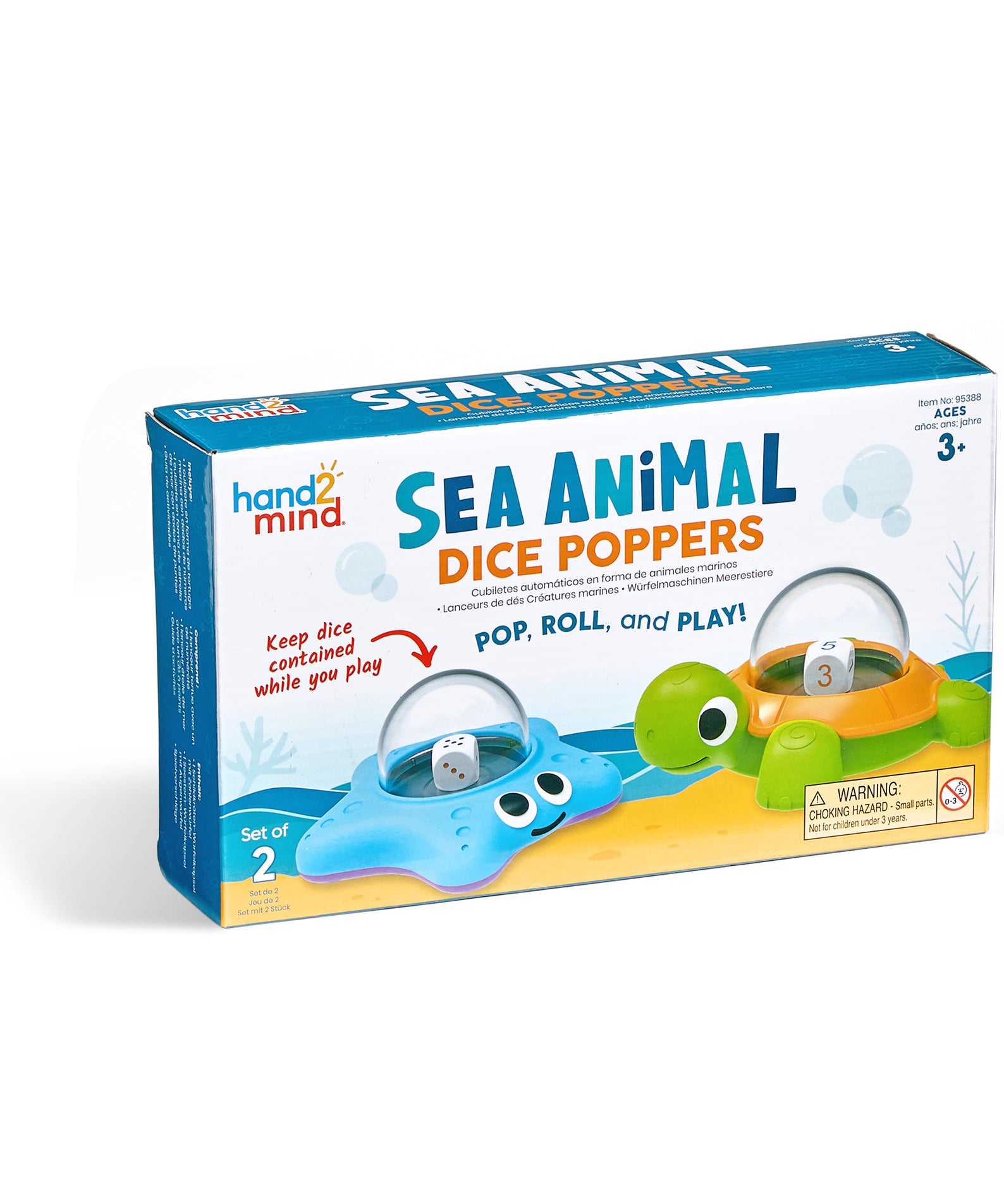 Learning Resources Sea Animal Dice Poppers, 2-Piece Set for Early Math and Counting Activities, Ages 3+