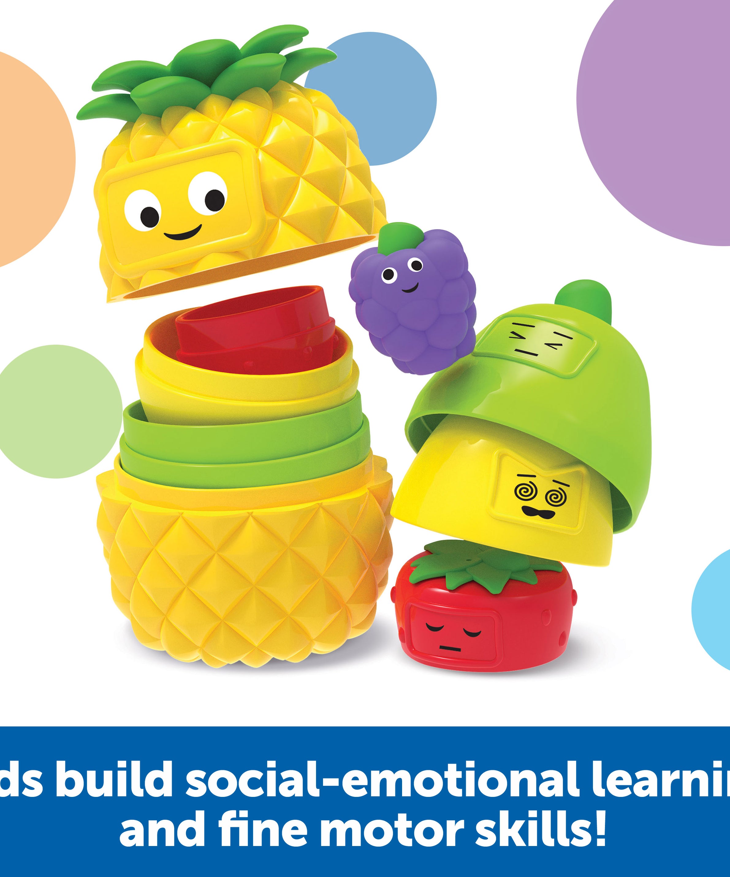 Learning Resources Big Feelings Nesting Fruit Friends, Social Emotional Learning & Sensory Play Toy, 9-Piece Nesting Set with Textured Fruit & Emotions, Ages 18 Months+
