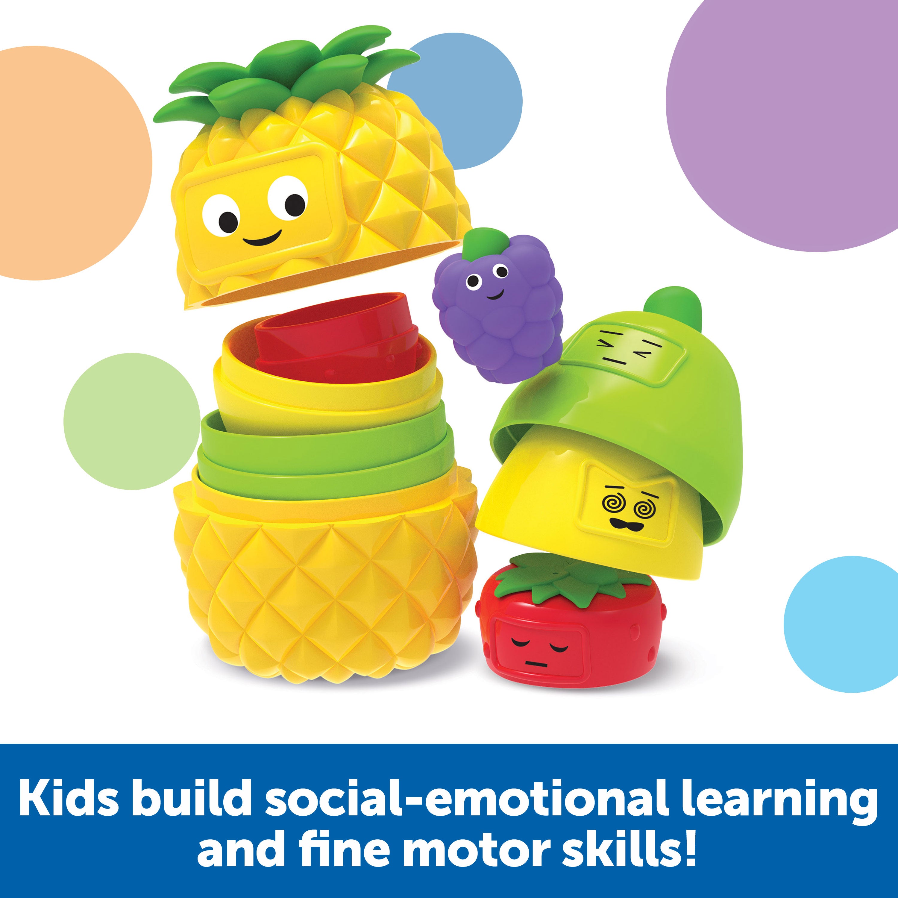 Learning Resources Big Feelings Nesting Fruit Friends, Social Emotional Learning & Sensory Play Toy, 9-Piece Nesting Set with Textured Fruit & Emotions, Ages 18 Months+