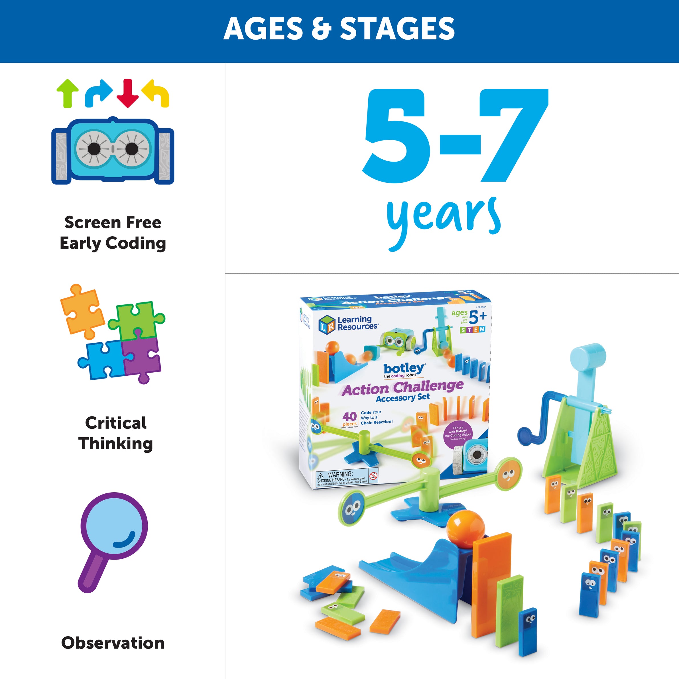 Learning Resources Botley the Coding Robot Action Challenge Accessory Set, 38-Piece STEM Set for Coding Fun (Botley Robot Sold Separately)