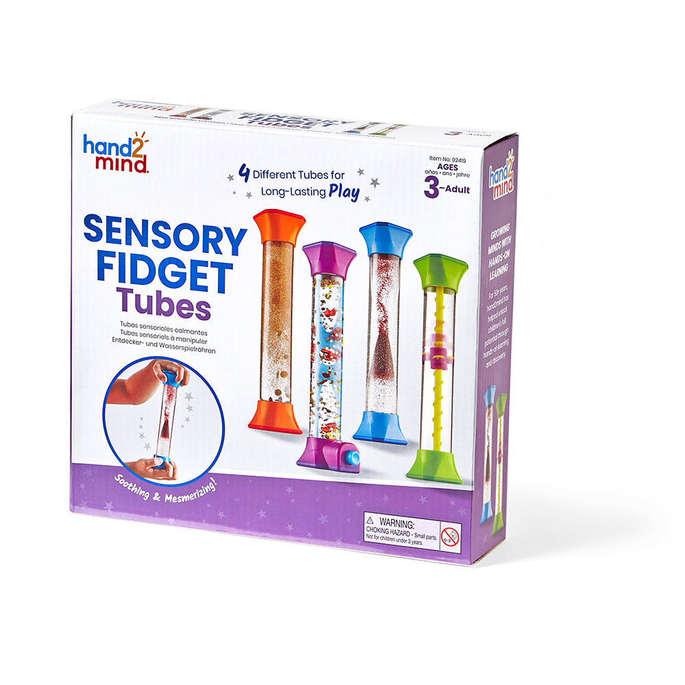 Learning Resources Sensory Fidget Tubes, Set of 4 Calming Visual Sensory Toys for Focus and Relaxation, Ages 3+