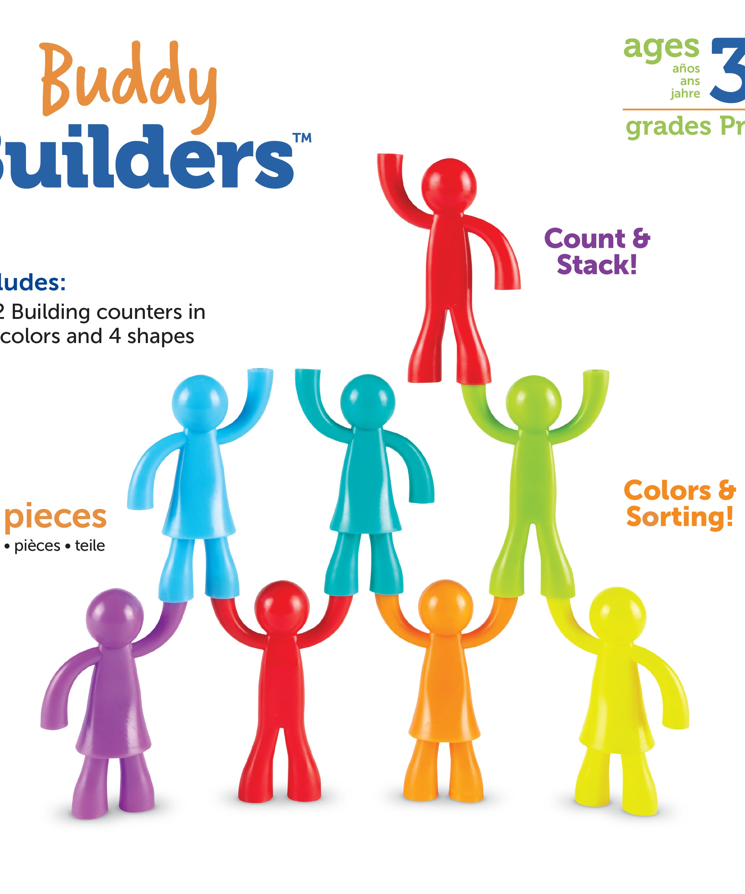Learning Resources All About Me Buddy Builders, Set of 32 Figures, Develops Fine Motor Skills & Early Maths, Ideal for Counting, Sorting, Patterning, Includes 8 Colours, Ages 3+