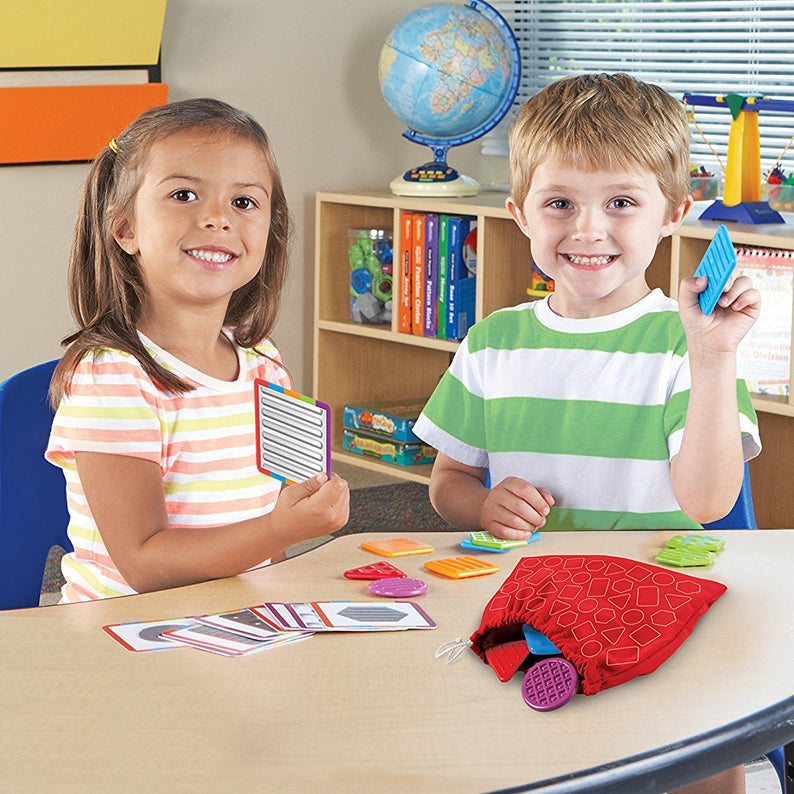 Learning Resources Teaching Tac-Tiles LER 9075, Tactile Learning Set for Early Development, Includes 20 Pieces, 10 Activity Cards, and Feely Bag for Sensory Play