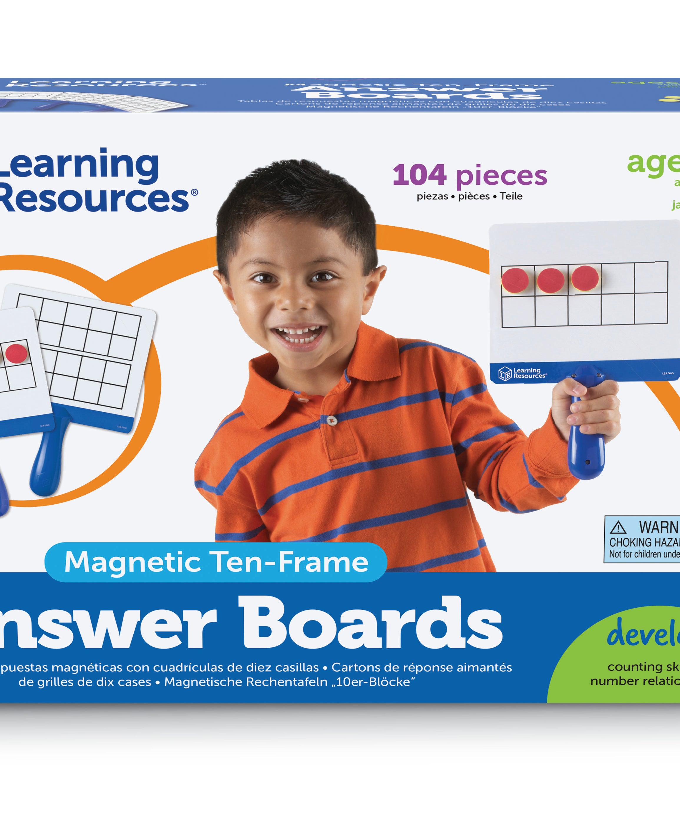 Learning Resources Magnetic Ten Frame Answer Boards, Set of 4 Double-Sided Boards with 100 Magnetic Disks, Early Maths Learning for Ages 5 Plus