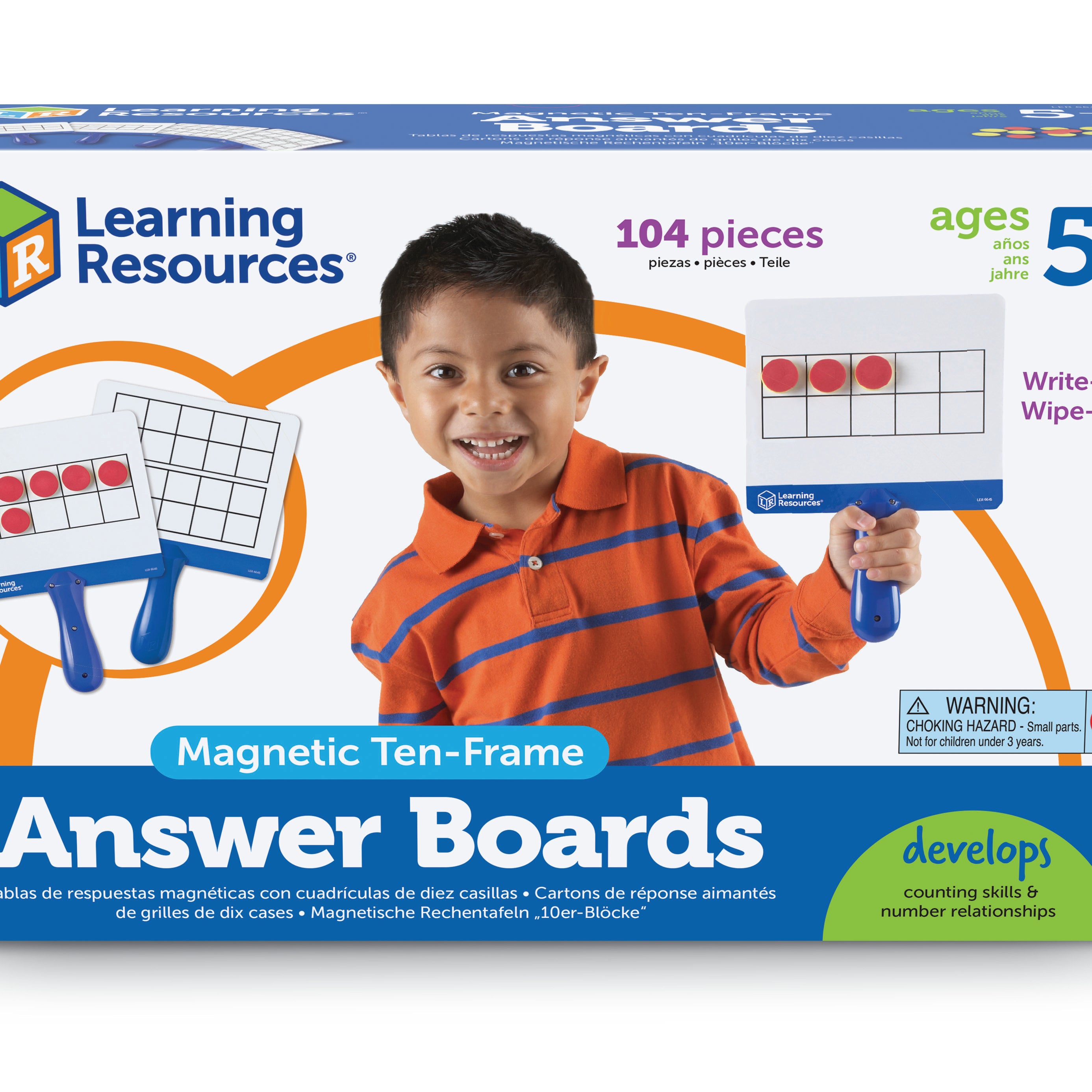 Learning Resources Magnetic Ten Frame Answer Boards, Set of 4 Double-Sided Boards with 100 Magnetic Disks, Early Maths Learning for Ages 5 Plus