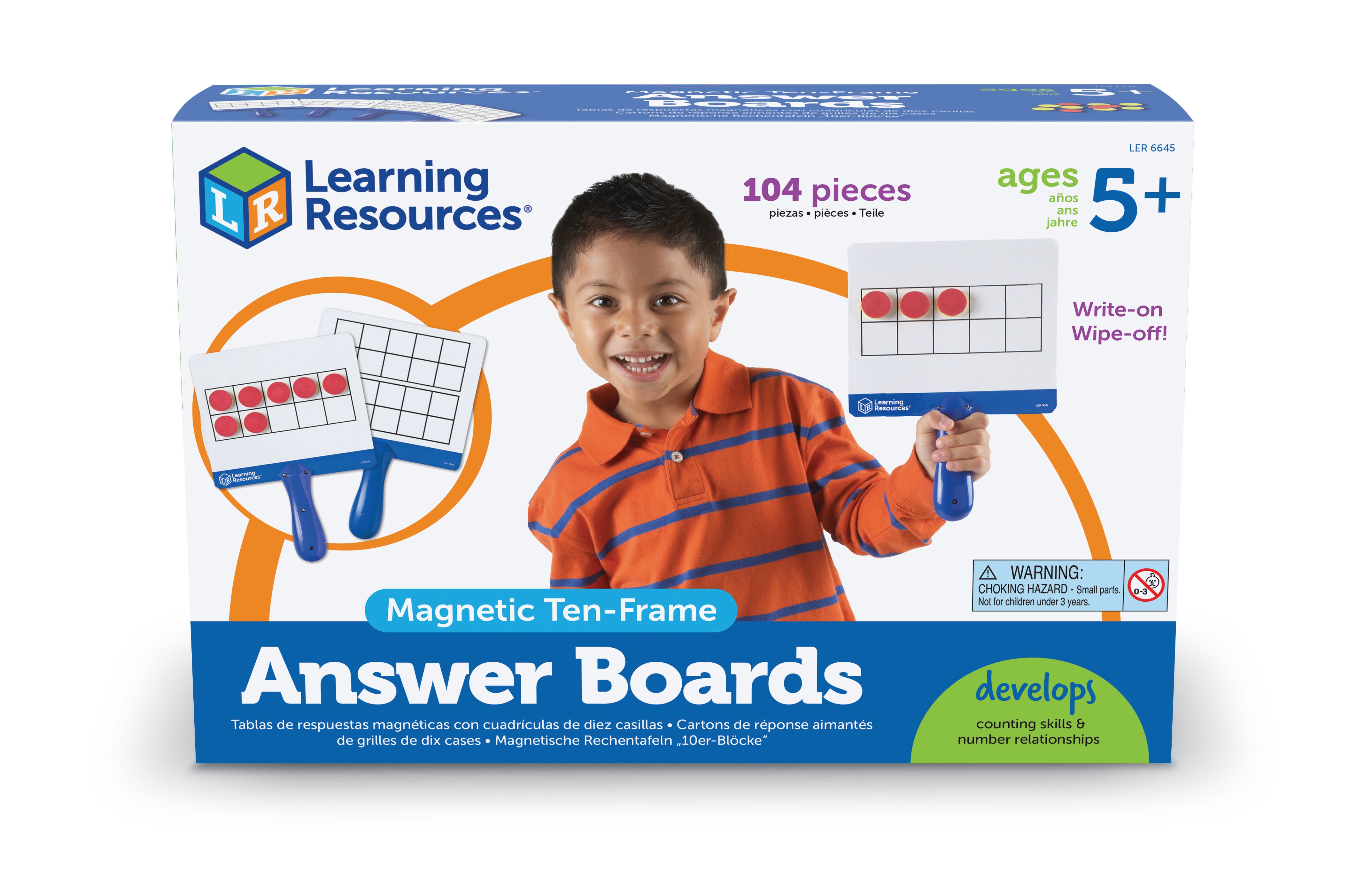 Learning Resources Magnetic Ten Frame Answer Boards, Set of 4 Double-Sided Boards with 100 Magnetic Disks, Early Maths Learning for Ages 5 Plus