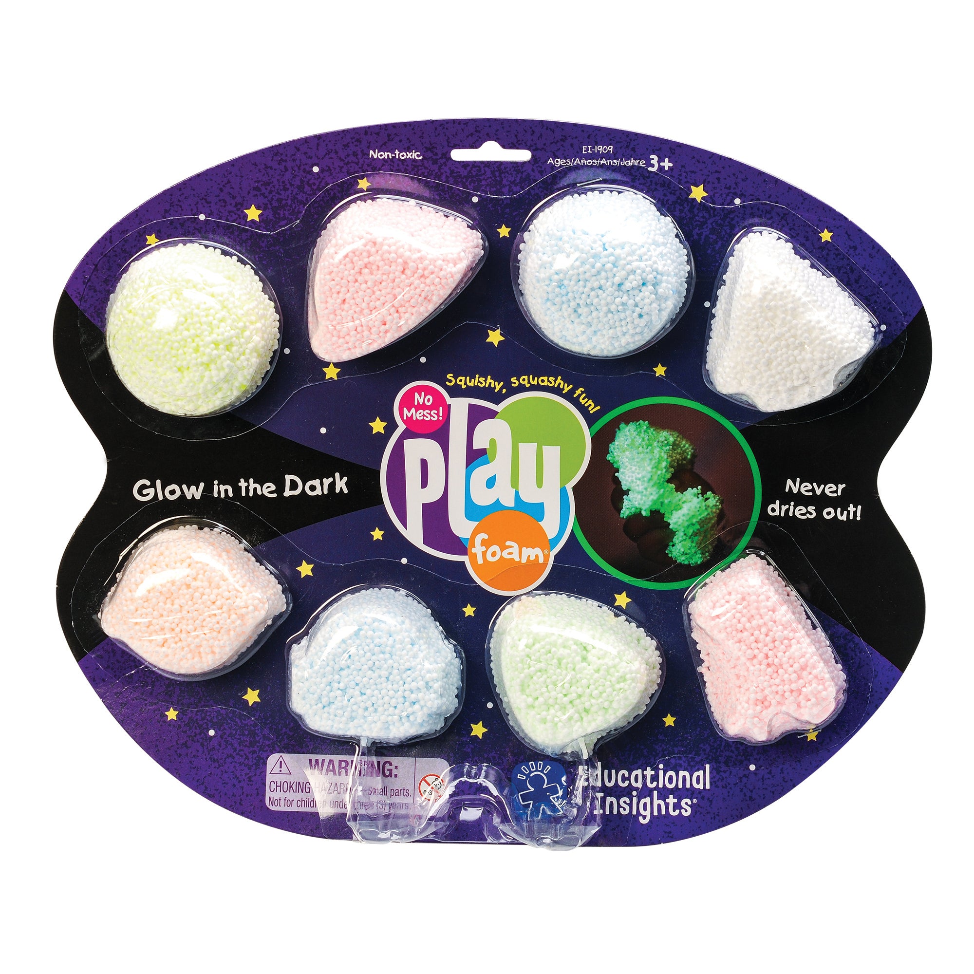 Learning Resources Playfoam Glow-in-the-Dark 8-Pack, Mess-Free Sensory Play Foam, Never Dries Out, Glows in the Dark for Creative Fun