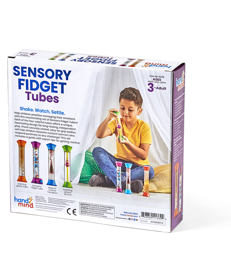 Learning Resources Sensory Fidget Tubes, Set of 4 Calming Visual Sensory Toys for Focus and Relaxation, Ages 3+