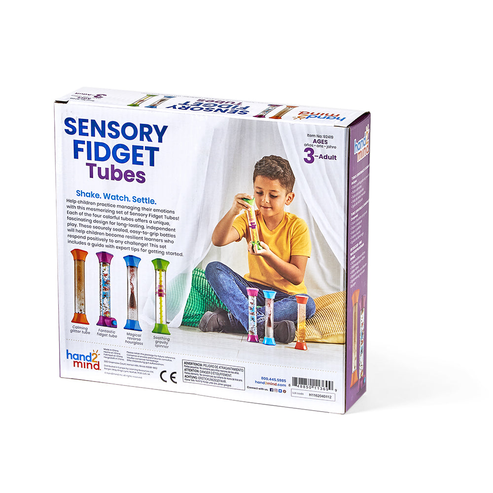 Learning Resources Sensory Fidget Tubes, Set of 4 Calming Visual Sensory Toys for Focus and Relaxation, Ages 3+