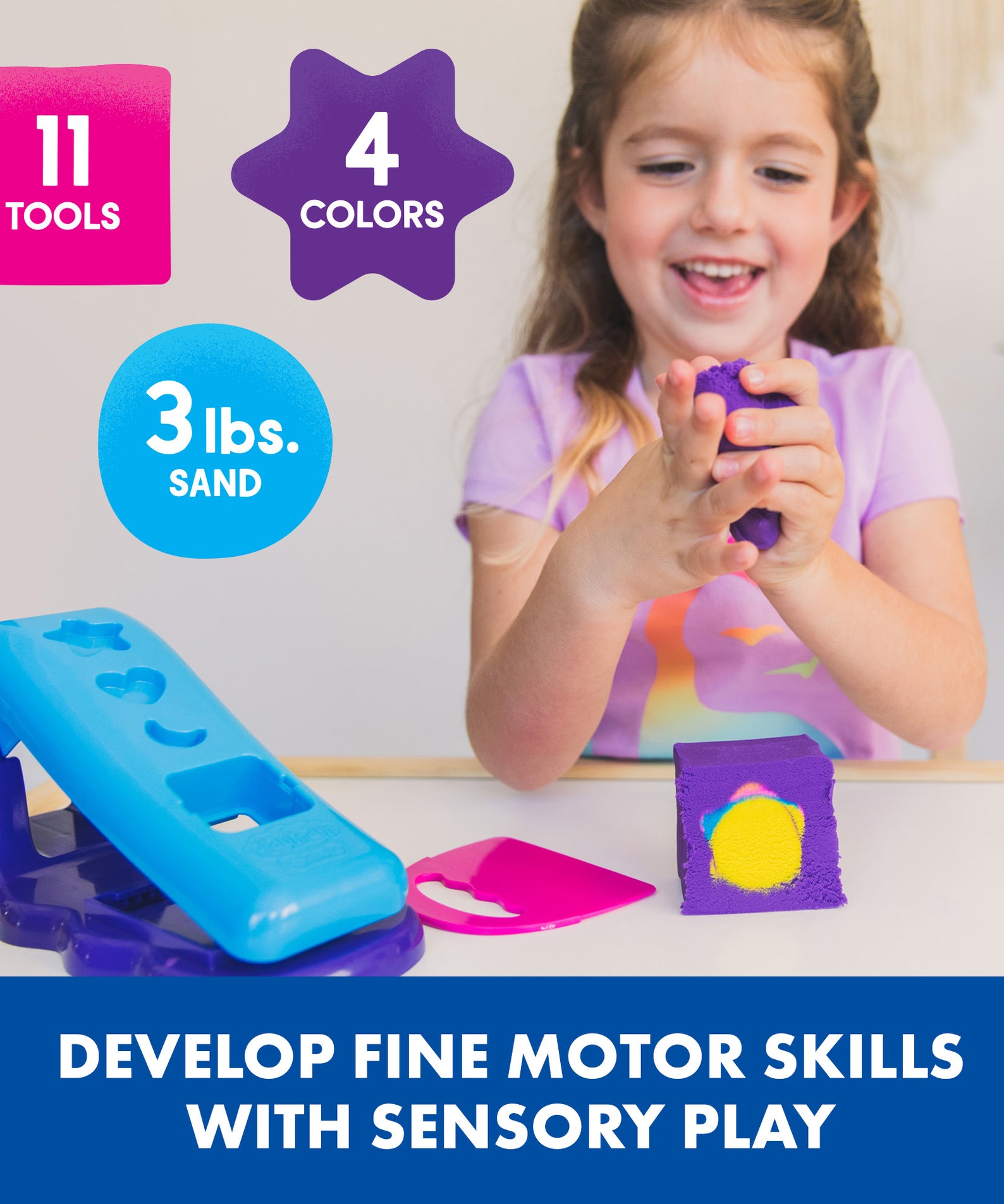 Learning Resources Playfoam Sand Magic Reveal, Sensory Play Sand Set with 4 Colours, 11 Tools & Design Station, Creative & Fine Motor Fun for Kids, Never Dries Out, Ages 3+