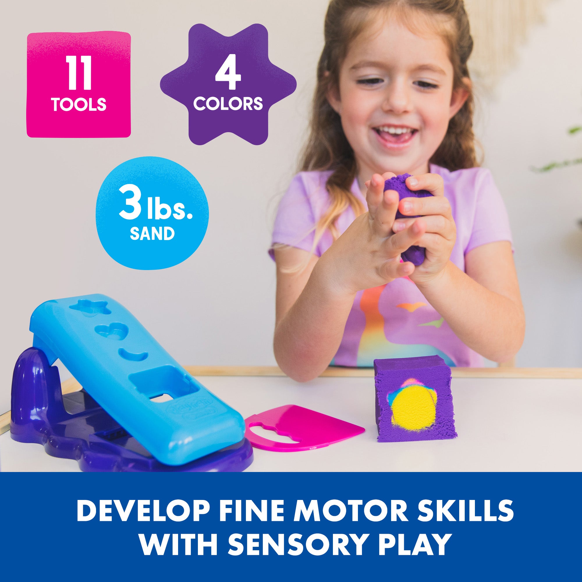 Learning Resources Playfoam Sand Magic Reveal, Sensory Play Sand Set with 4 Colours, 11 Tools & Design Station, Creative & Fine Motor Fun for Kids, Never Dries Out, Ages 3+