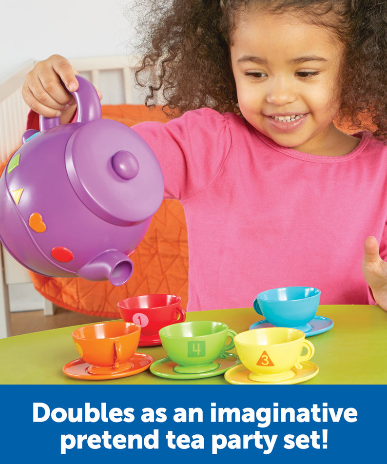 Learning Resources Serving Shapes Tea Set, Colour, Shape & Number Recognition Toy, 11 Pieces, Ages 2+