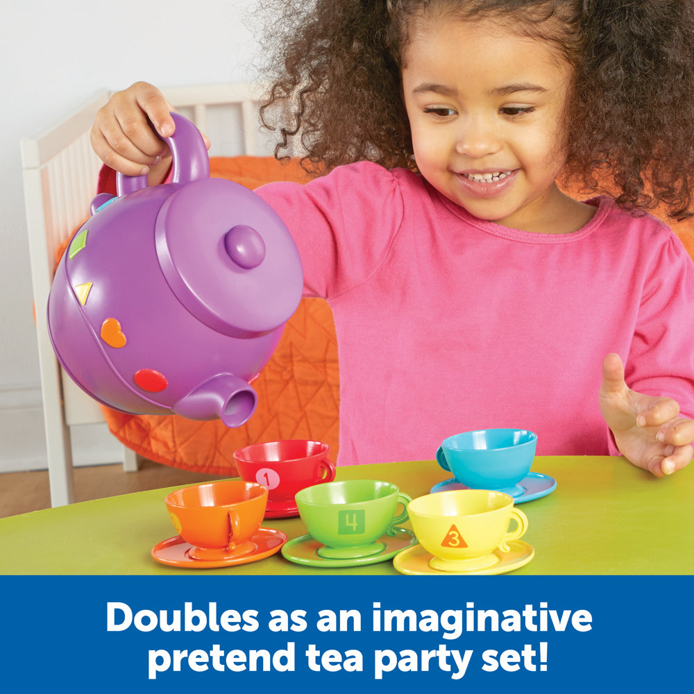 Learning Resources Serving Shapes Tea Set, Colour, Shape & Number Recognition Toy, 11 Pieces, Ages 2+