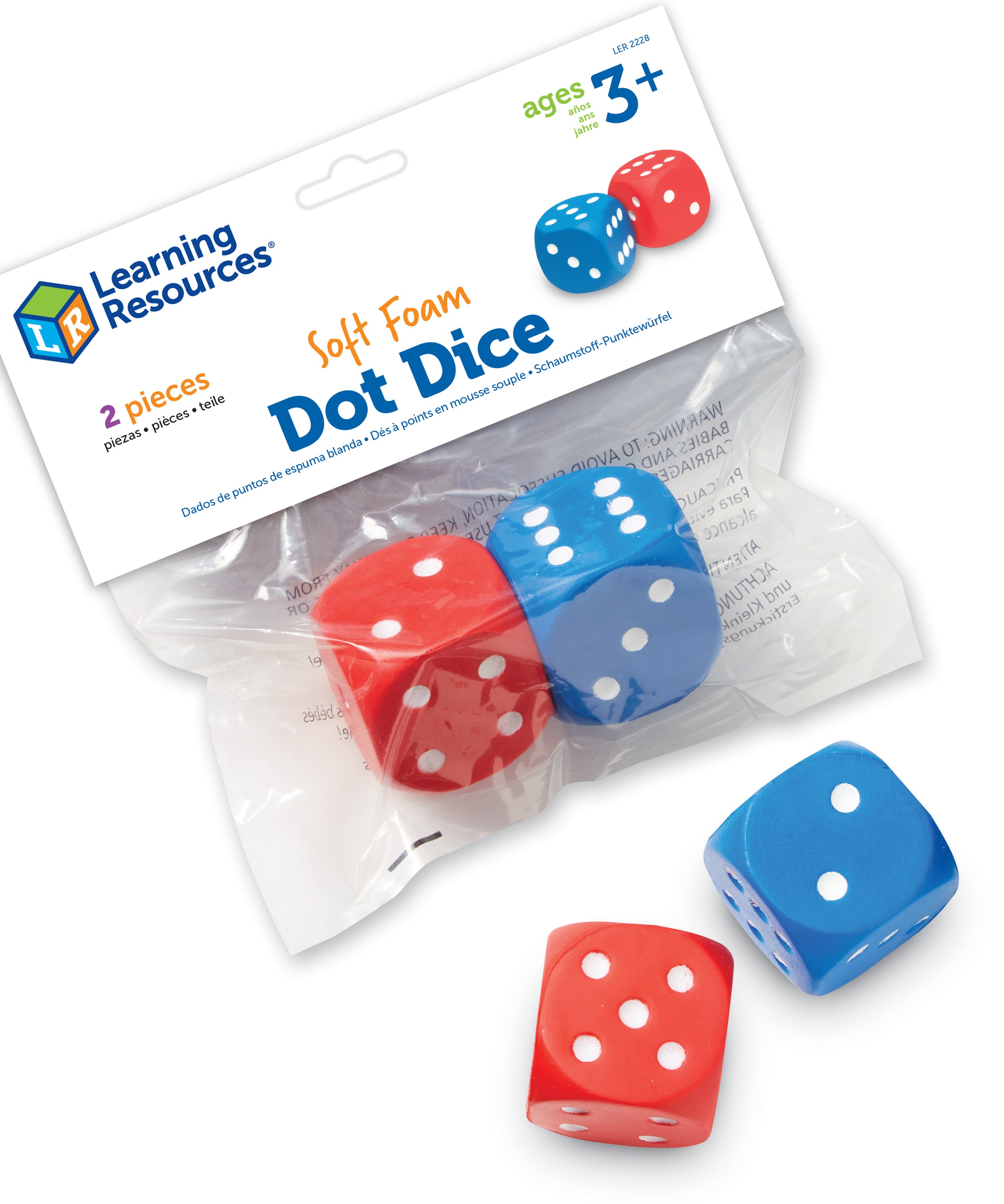 Learning Resources Giant Foam Dot Dice, Set of 2 Soft Dice for Group Maths Games, Ages 3+