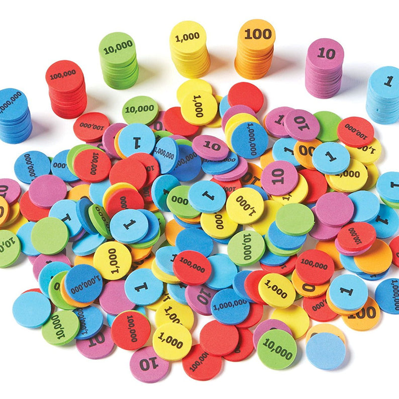 Learning Resources Place Value Disks, Set of 280, Colour-Coded Maths Counters for Counting, Addition, and Subtraction, Supports Place Value Learning