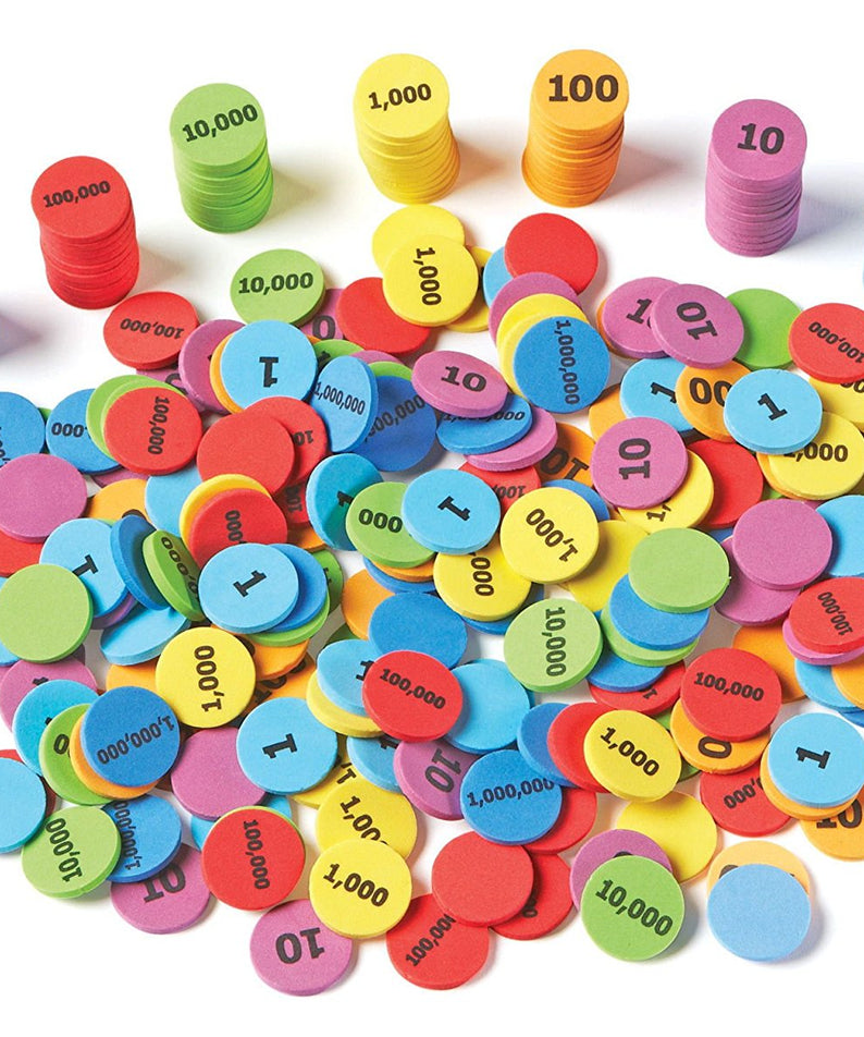 Learning Resources Place Value Disks, Set of 280, Colour-Coded Maths Counters for Counting, Addition, and Subtraction, Supports Place Value Learning