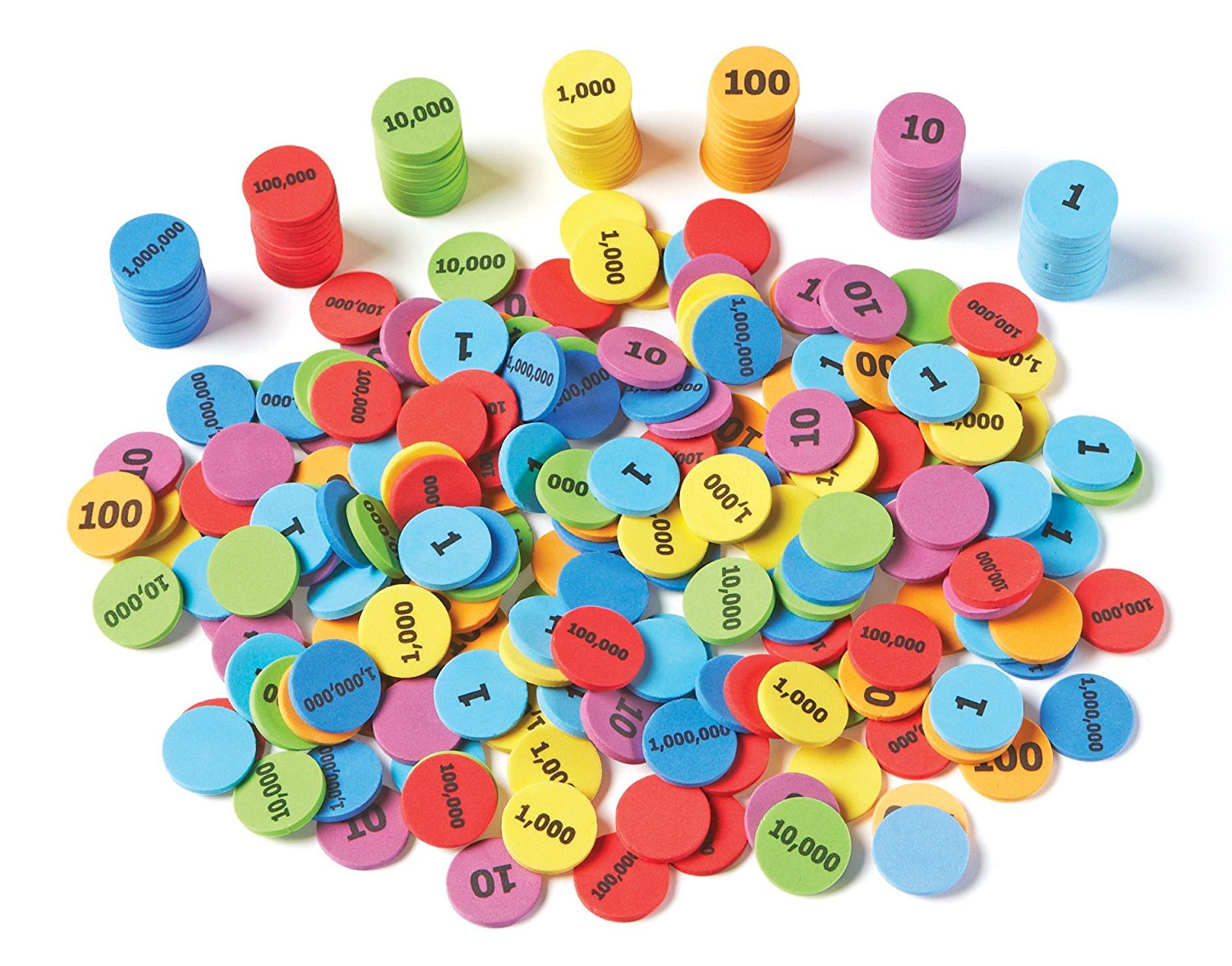 Learning Resources Place Value Disks, Set of 280, Colour-Coded Maths Counters for Counting, Addition, and Subtraction, Supports Place Value Learning