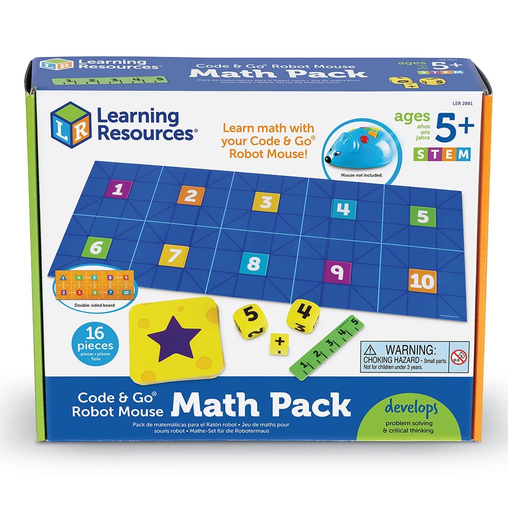Learning Resources Code & Go Robot Mouse Math Pack, Early Coding and Math Skills for Kids Aged 5+ (Robot Mouse Not Included)