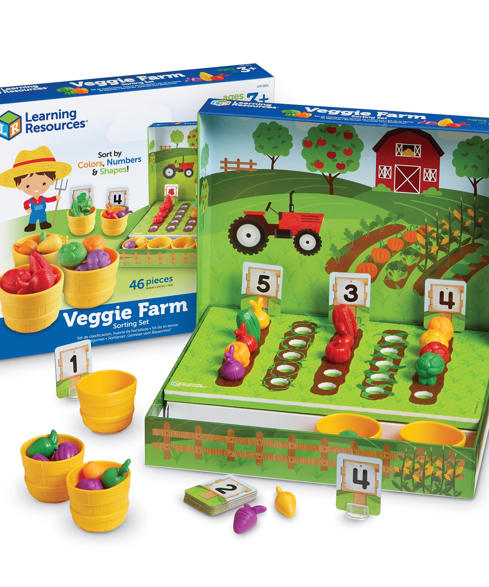 Learning Resources Veggie Farm Sorting Set, Hands-On Early Maths Activity for Counting, Sorting, and Colour Recognition, Ages 3+