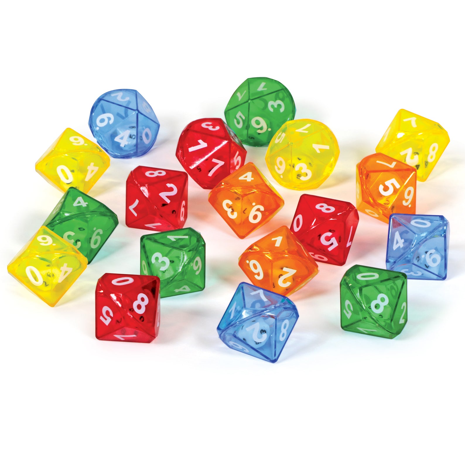 Learning Resources 10-Sided Dice in Dice, Set of 72 Double Dice for Teaching Probability, Numbers, and Operations, Includes Storage Tub, Ages 3+