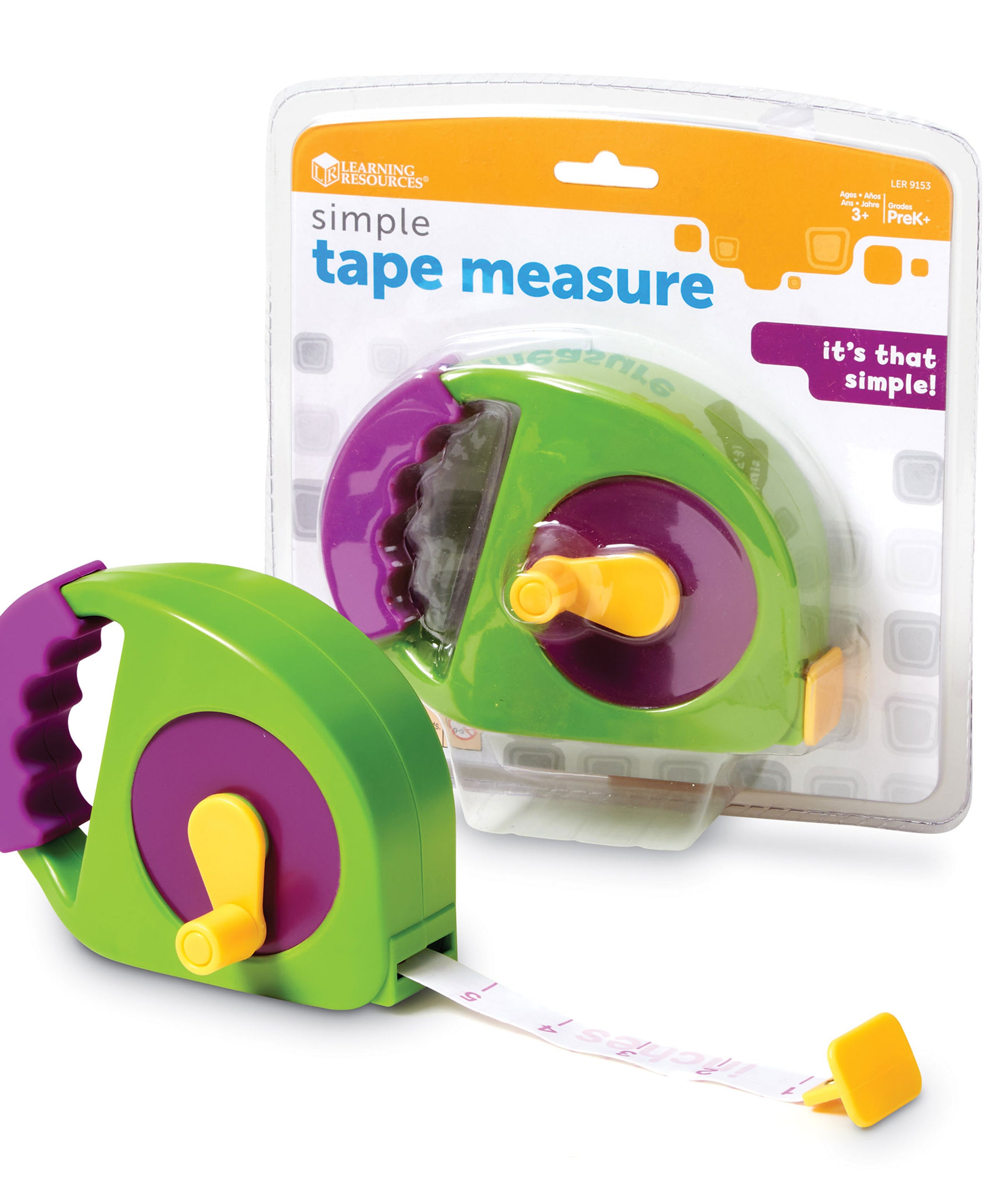 Learning Resources Simple Tape Measure, 1.2m / 4ft, Ages 3+, Easy-to-Use for Early Measurement Skills